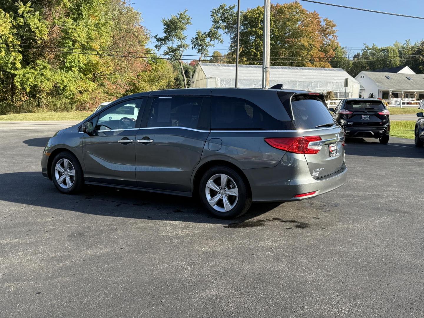 2019 Gray /Tan Honda Odyssey EX (5FNRL6H54KB) with an 3.5L V6 SOHC 24V engine, 9A transmission, located at 11115 Chardon Rd. , Chardon, OH, 44024, (440) 214-9705, 41.580246, -81.241943 - This 2019 Honda Odyssey EX is the ultimate family minivan, combining smart technology, advanced safety, and everyday comfort. Powered by a 3.5L Earth Dreams V6 engine and smooth 9-speed automatic transmission, it delivers up to 28 MPG on the highway for efficient road trips or daily drives. Inside, - Photo#11