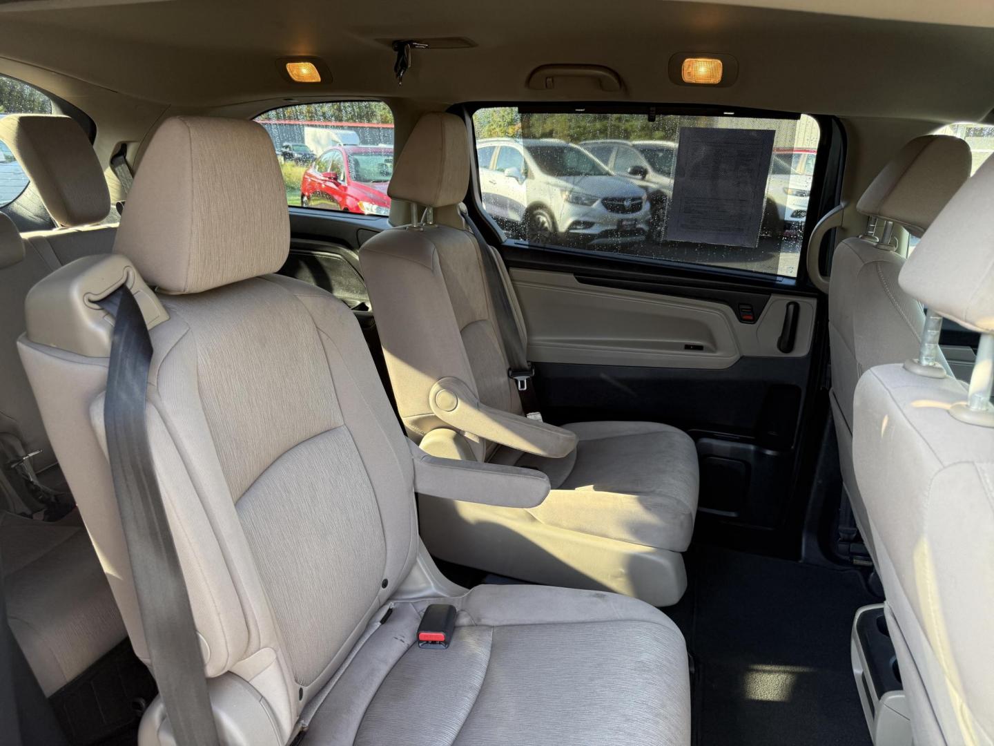 2019 Gray /Tan Honda Odyssey EX (5FNRL6H54KB) with an 3.5L V6 SOHC 24V engine, 9A transmission, located at 11115 Chardon Rd. , Chardon, OH, 44024, (440) 214-9705, 41.580246, -81.241943 - This 2019 Honda Odyssey EX is the ultimate family minivan, combining smart technology, advanced safety, and everyday comfort. Powered by a 3.5L Earth Dreams V6 engine and smooth 9-speed automatic transmission, it delivers up to 28 MPG on the highway for efficient road trips or daily drives. Inside, - Photo#34