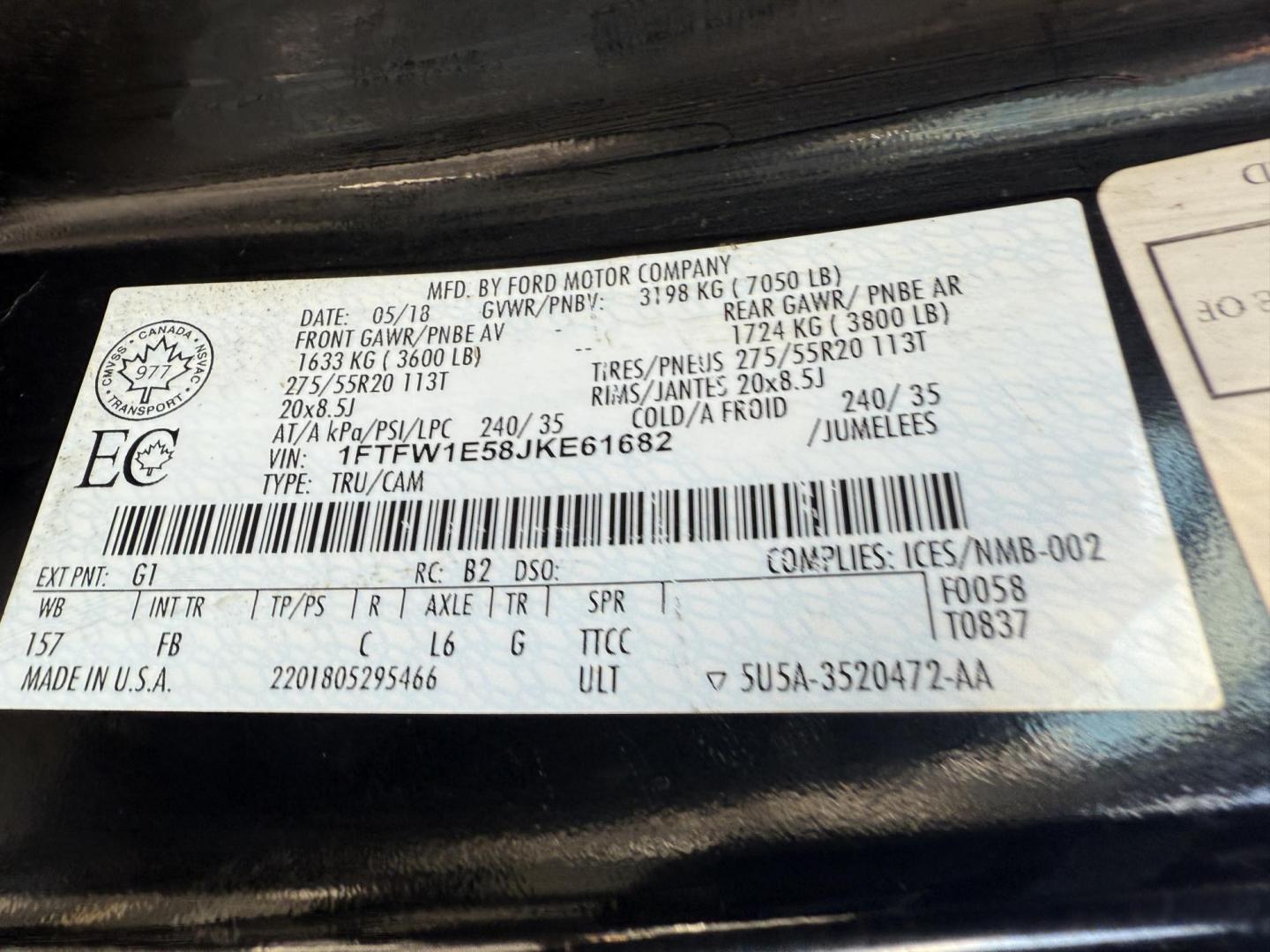 2018 Black /Black Ford F-150 XLT SuperCrew 6.5-ft. Bed 4WD (1FTFW1E58JK) with an 5.0L V8 OHV 16V engine, 10 Speed Auto transmission, located at 11115 Chardon Rd. , Chardon, OH, 44024, (440) 214-9705, 41.580246, -81.241943 - Take on any job or adventure with this 2018 Ford F-150 XLT 4WD Crew Cab, featuring a powerful 5.0L Coyote V8 engine and 10-speed automatic transmission. Equipped with the FX4 Off-Road Package, 3.73 gearing, locking rear differential, and a 36-gallon extended range fuel tank, this truck is built for - Photo#47