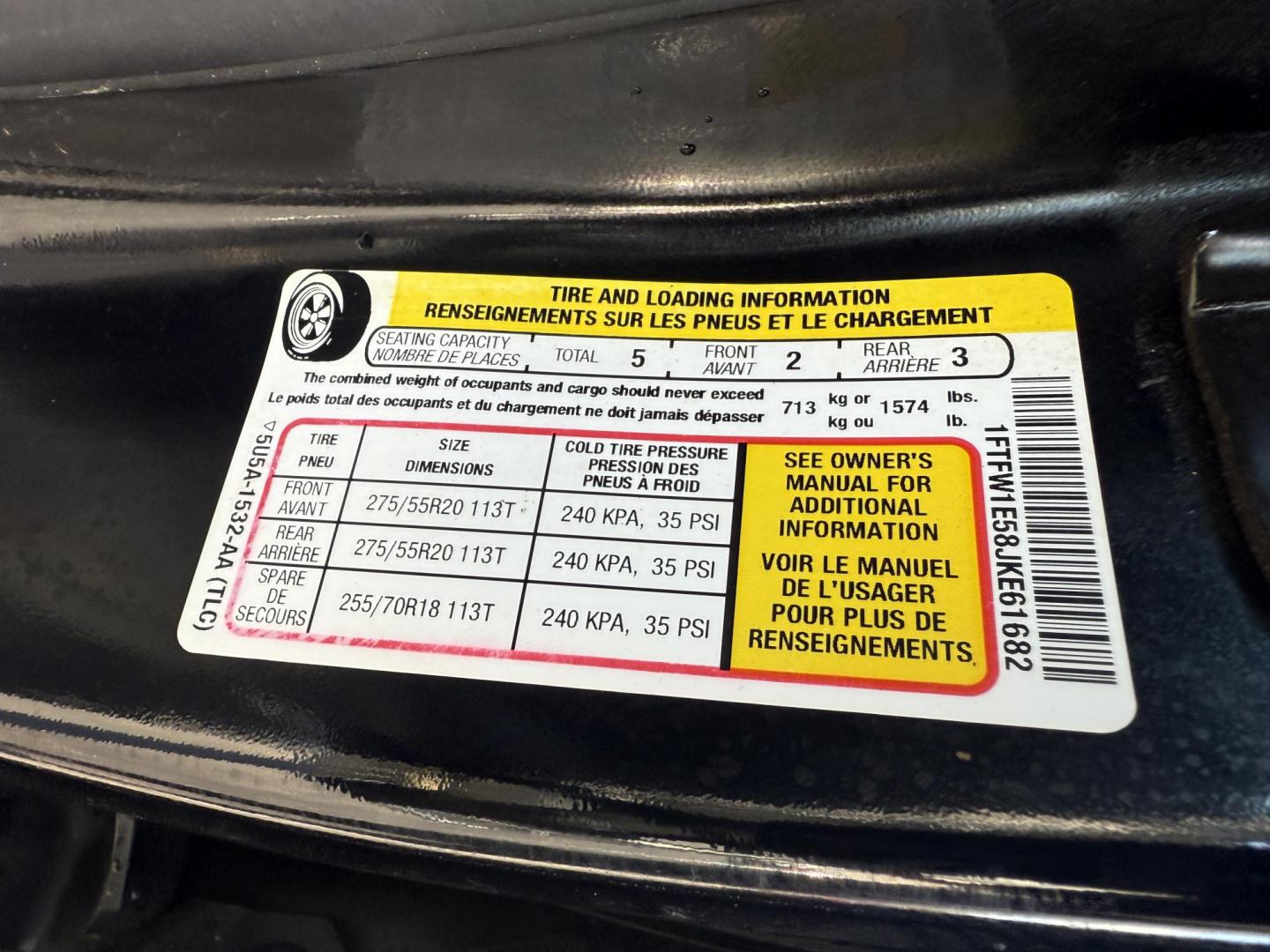 2018 Black /Black Ford F-150 XLT SuperCrew 6.5-ft. Bed 4WD (1FTFW1E58JK) with an 5.0L V8 OHV 16V engine, 10 Speed Auto transmission, located at 11115 Chardon Rd. , Chardon, OH, 44024, (440) 214-9705, 41.580246, -81.241943 - Take on any job or adventure with this 2018 Ford F-150 XLT 4WD Crew Cab, featuring a powerful 5.0L Coyote V8 engine and 10-speed automatic transmission. Equipped with the FX4 Off-Road Package, 3.73 gearing, locking rear differential, and a 36-gallon extended range fuel tank, this truck is built for - Photo#46