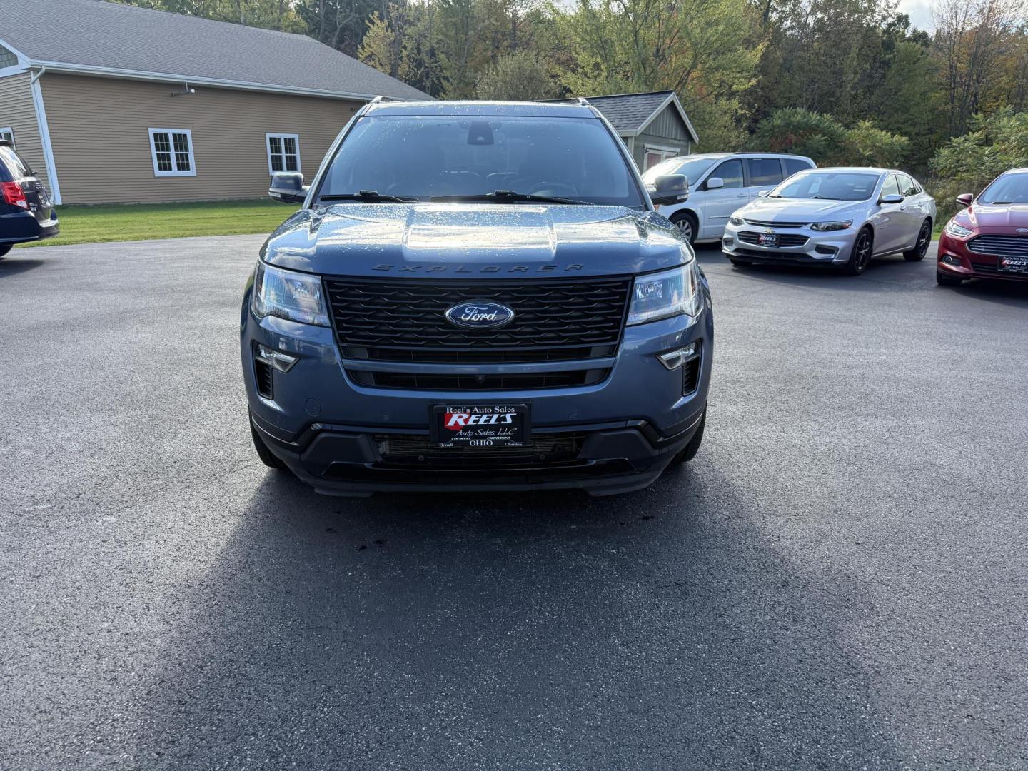 2018 Blue /Black Ford Explorer Sport 4WD (1FM5K8GT4JG) with an 3.5L V6 DOHC 24V TWIN TURBO engine, 6A transmission, located at 11115 Chardon Rd. , Chardon, OH, 44024, (440) 214-9705, 41.580246, -81.241943 - Experience thrilling performance and refined comfort in this 2018 Ford Explorer Sport 4WD. Powered by a 3.5L Twin Turbo EcoBoost V6 and a 6-speed automatic transmission, this SUV accelerates from 0 to 60 in just six seconds and offers a 5,000-pound towing capacity—perfect for adventure or family g - Photo#1