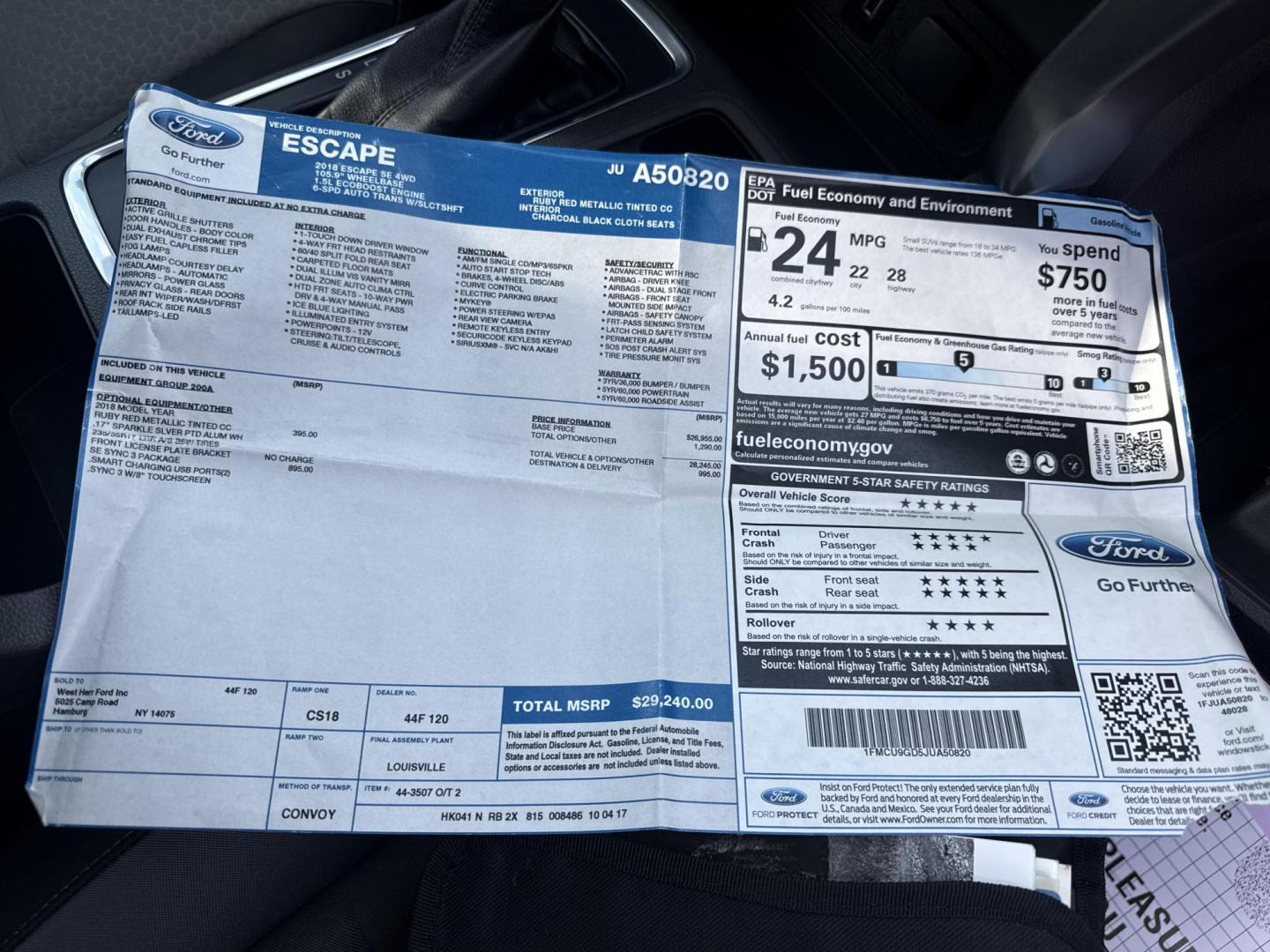 2018 Red /Black Ford Escape SE 4WD (1FMCU9GD5JU) with an 1.5L I4 DOHC 16V TURBO engine, Automatic transmission, located at 547 E. Main St., Orwell, OH, 44076, (440) 437-5893, 41.535435, -80.847855 - This 2018 Ford Escape SE 4WD is ready to roll with style, efficiency, and all the modern must-haves – your perfect everyday adventure machine! Powered by a peppy 1.5L I4 Turbocharged EcoBoost engine delivering smooth, responsive power through a slick 6-speed automatic transmission and confident 4 - Photo#39