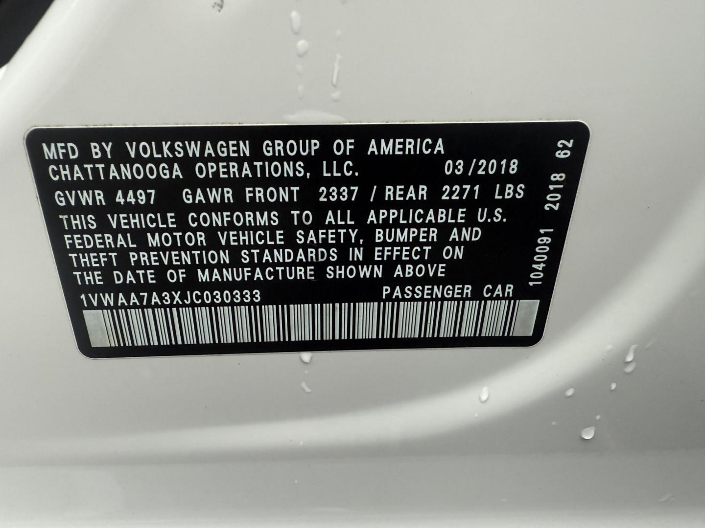 2018 White /Black Volkswagen Passat S (1VWAA7A3XJC) with an 2.0L I4 DOHC 16V Turbo engine, 6A transmission, located at 11115 Chardon Rd. , Chardon, OH, 44024, (440) 214-9705, 41.580246, -81.241943 - Experience comfort and efficiency in this 2018 Volkswagen Passat S. Equipped with a turbocharged 2.0L TSI engine and 6-speed automatic transmission, this sedan delivers a smooth ride and outstanding fuel economy—up to 36 MPG on the highway. Enjoy peace of mind with advanced safety features like bl - Photo#22