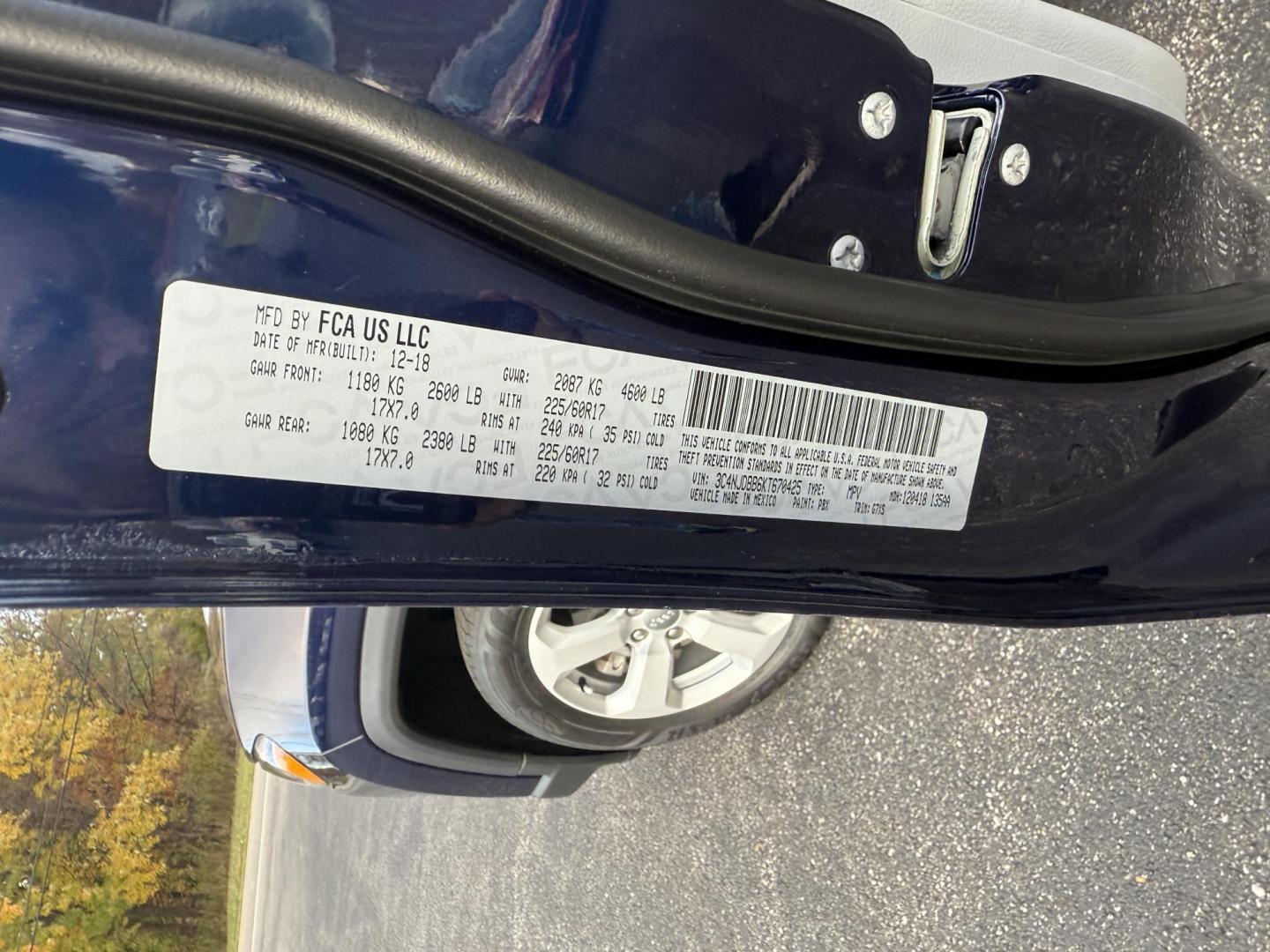 2019 Blue /White Jeep Compass Latitude 4WD (3C4NJDBB6KT) with an 2.4L I4 DOHC 16V engine, Automatic transmission, located at 11115 Chardon Rd. , Chardon, OH, 44024, (440) 214-9705, 41.580246, -81.241943 - 2019 Jeep Compass Latitude 4WD – Versatile, Comfortable, and Adventure-Ready Explore new roads with confidence in this 2019 Jeep Compass Latitude 4WD. Powered by a fuel-efficient 2.4L I4 MultiAir engine, you’ll enjoy up to 30 MPG highway while benefiting from Jeep’s legendary 4WD capability - Photo#20