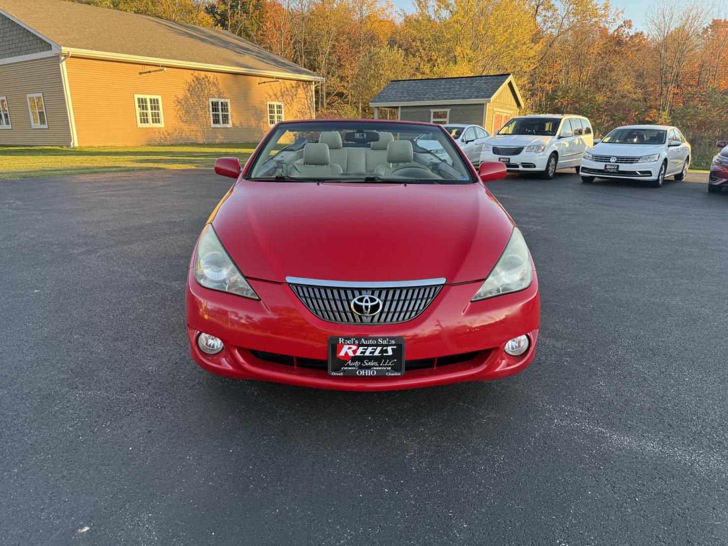 2005 Red /Tan Toyota Camry Solara XSE Convertible (4T1FA38P05U) with an 3.3L V6 DOHC 24V engine, Automatic transmission, located at 11115 Chardon Rd. , Chardon, OH, 44024, (440) 214-9705, 41.580246, -81.241943 - 2005 Toyota Camry Solara XSE – Stylish, Fun, and Loaded with Premium Features Turn heads in this sleek 2005 Toyota Camry Solara XSE. Powered by a smooth 3.3L V6 engine paired with a 5-speed automatic transmission, this sporty convertible offers a thrilling drive with the convenience of a power - Photo#1