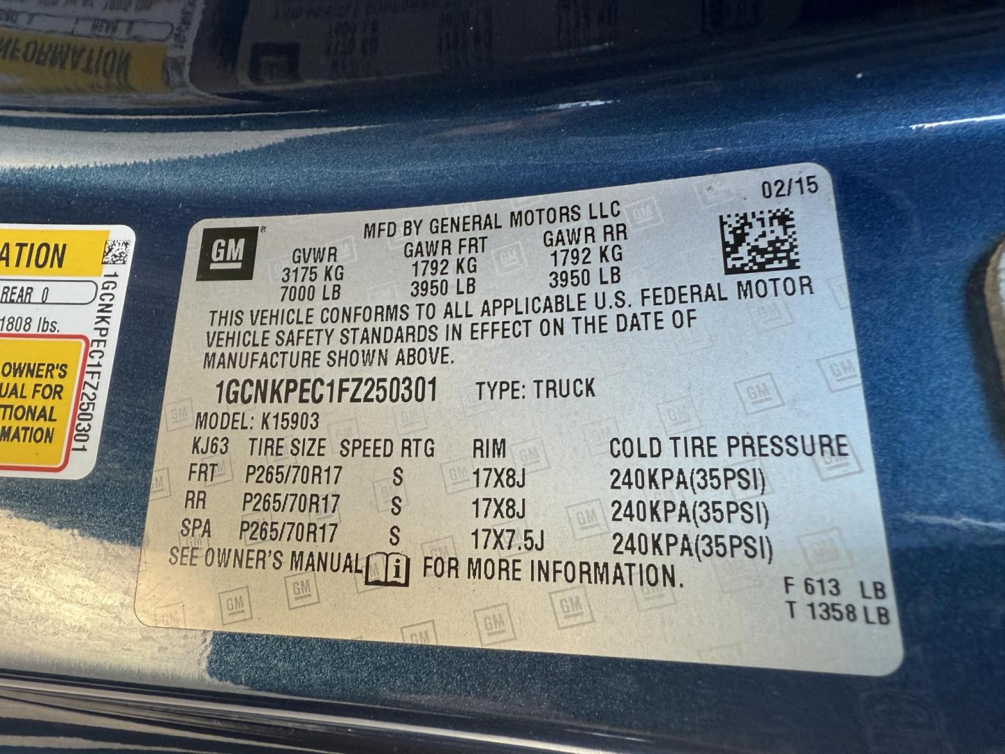2015 Blue /Black Chevrolet Silverado 1500 LS Long Box 4WD (1GCNKPEC1FZ) with an 5.3L V8 engine, Automatic transmission, located at 547 E. Main St., Orwell, OH, 44076, (440) 437-5893, 41.535435, -80.847855 - 2015 Chevrolet Silverado 1500 LS Regular Cab Long Bed 4WD – Built for Work, Ready for Anything Tackle any job with confidence in this 2015 Chevrolet Silverado 1500 LS Regular Cab Long Bed 4WD. Powered by a robust 5.3L EcoTec3 V8 engine and a 6-speed automatic transmission, this truck is enginee - Photo#20