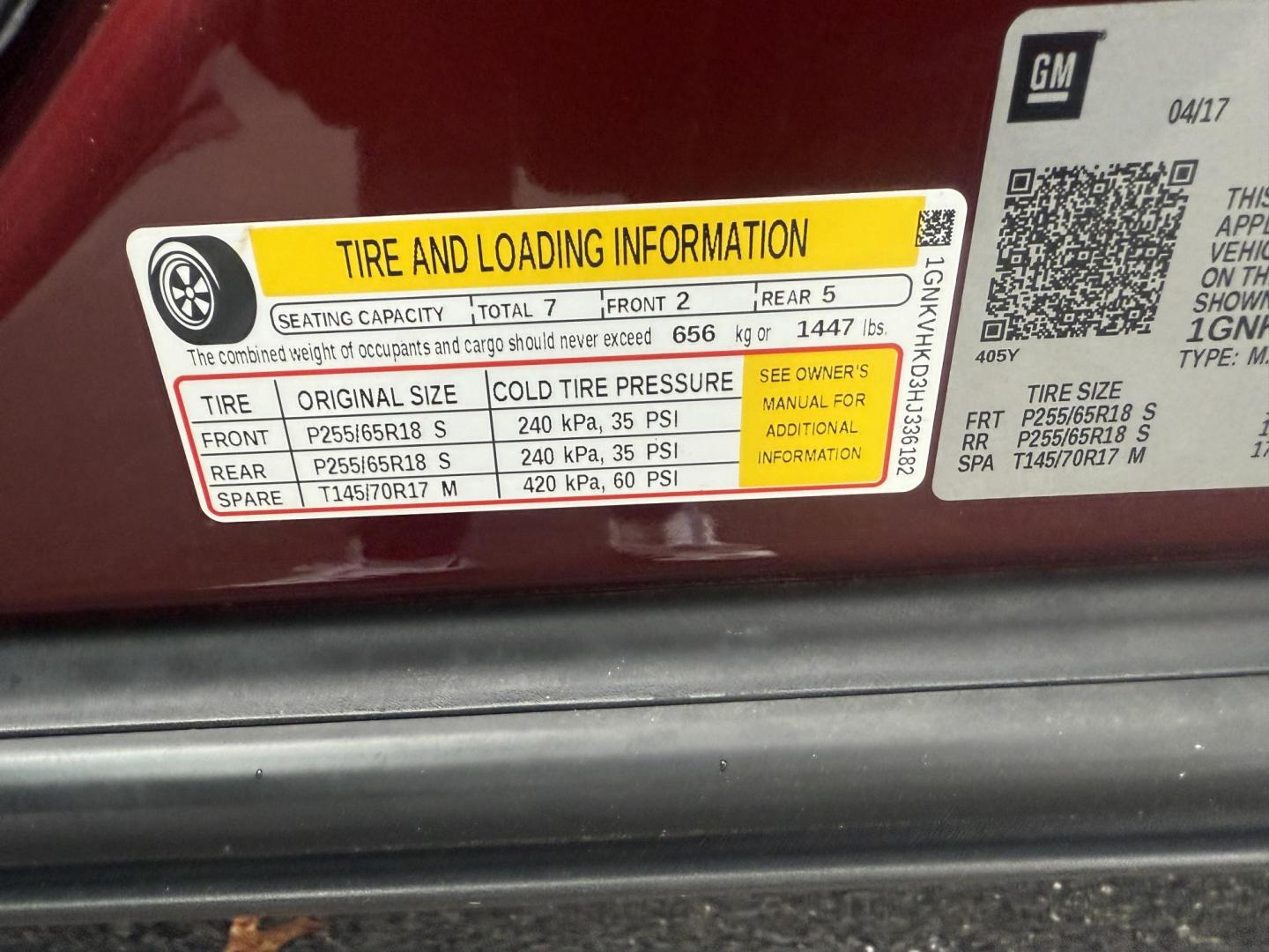 2017 Red /Brown Chevrolet Traverse 2LT AWD (1GNKVHKD3HJ) with an 3.6L V6 DOHC 24V engine, 6A transmission, located at 547 E. Main St., Orwell, OH, 44076, (440) 437-5893, 41.535435, -80.847855 - Photo#21