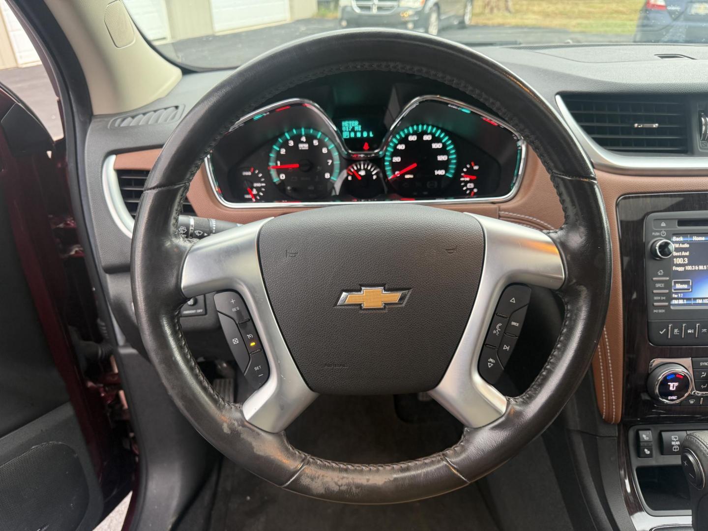 2017 Red /Brown Chevrolet Traverse 2LT AWD (1GNKVHKD3HJ) with an 3.6L V6 DOHC 24V engine, 6A transmission, located at 547 E. Main St., Orwell, OH, 44076, (440) 437-5893, 41.535435, -80.847855 - Photo#26