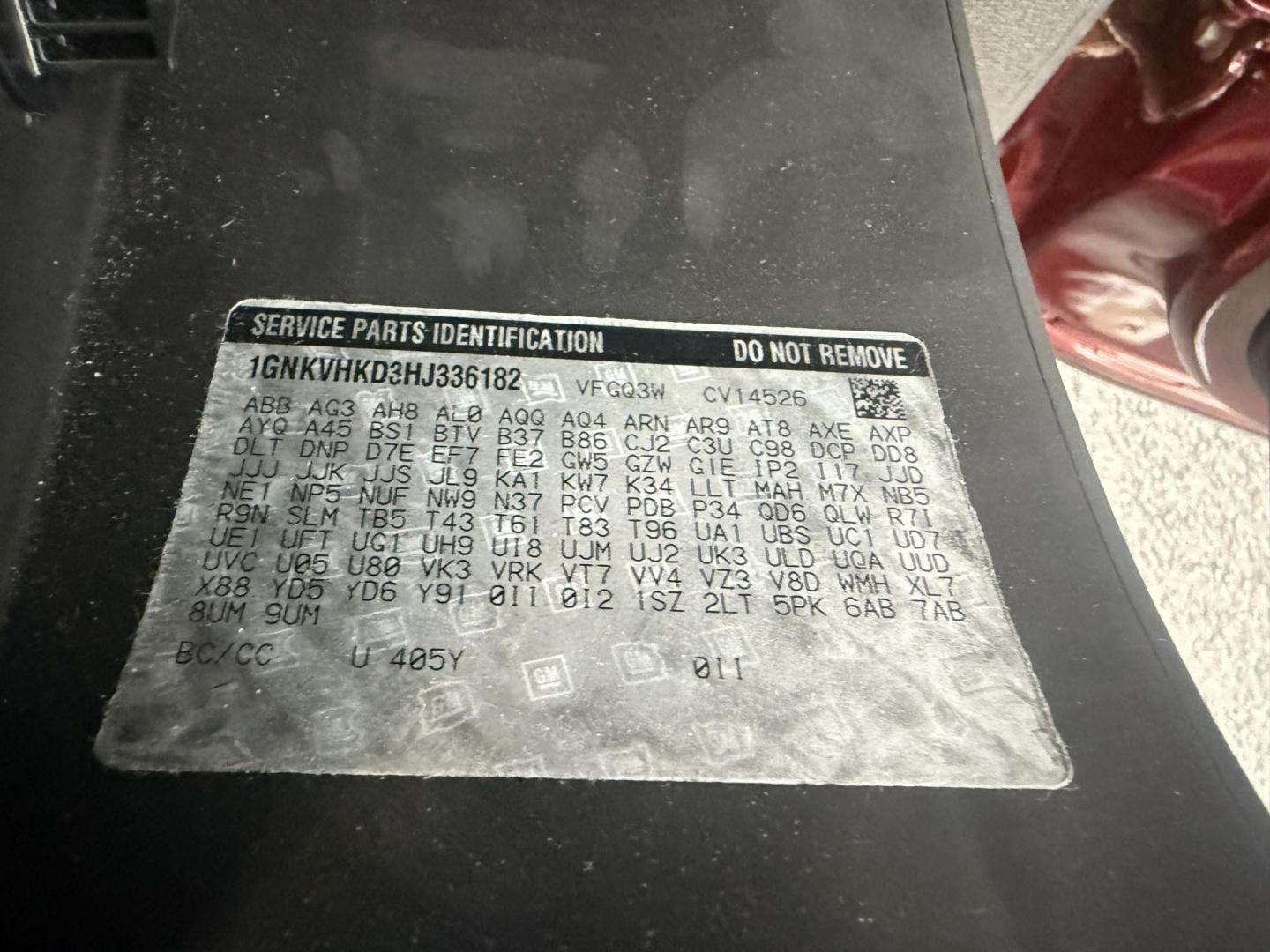 2017 Red /Brown Chevrolet Traverse 2LT AWD (1GNKVHKD3HJ) with an 3.6L V6 DOHC 24V engine, 6A transmission, located at 547 E. Main St., Orwell, OH, 44076, (440) 437-5893, 41.535435, -80.847855 - Photo#48