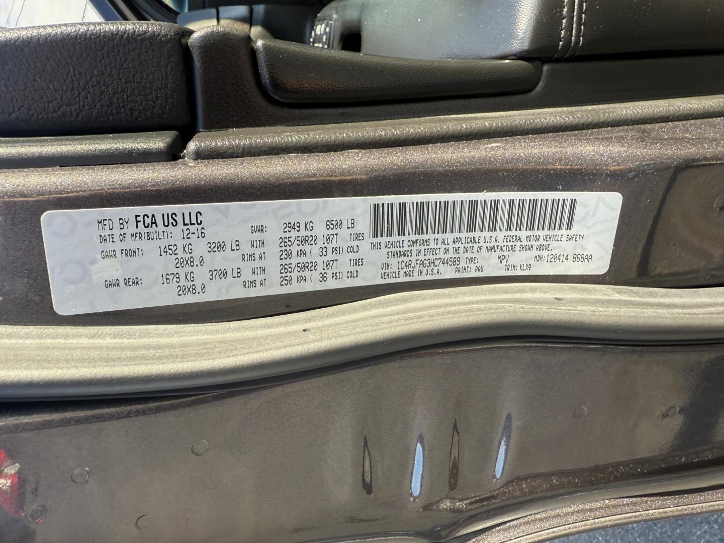 2017 Gray /Black Jeep Grand Cherokee Altitude 4WD (1C4RJFAG3HC) with an 3.6L V6 DOHC 24V engine, Automatic transmission, located at 11115 Chardon Rd. , Chardon, OH, 44024, (440) 214-9705, 41.580246, -81.241943 - ONE OWNER 2017 – Jeep Grand Cherokee Altitude 4WD – Stylish, Capable, and Loaded with Features Experience the perfect blend of rugged capability and refined comfort with this 2017 Jeep Grand Cherokee Altitude 4WD. Powered by a proven 3.6L Pentastar V6 engine paired with an 8-speed automatic t - Photo#22