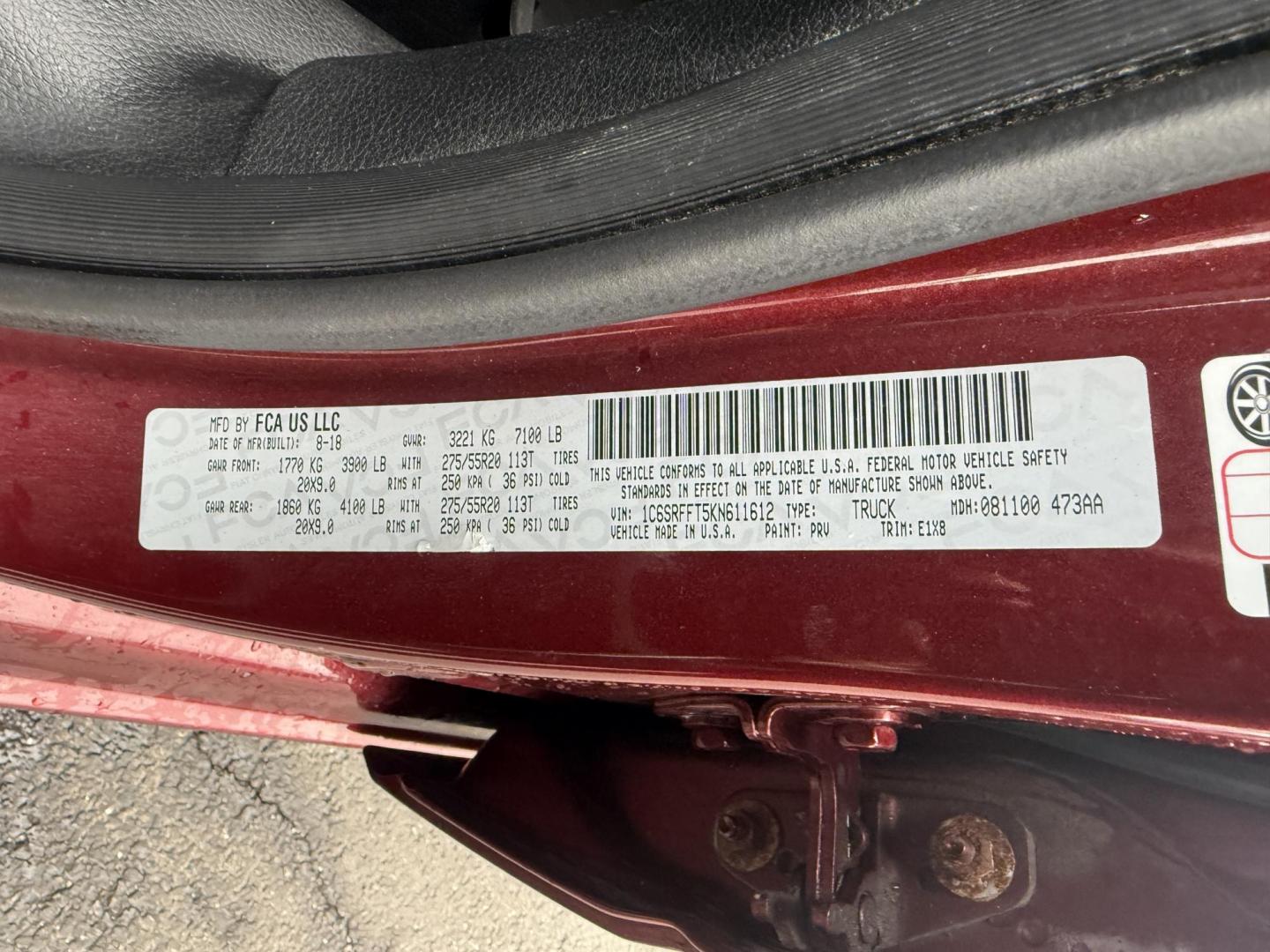 2019 Red /Black RAM 1500 Big Horn Crew Cab SWB 4WD (1C6SRFFT5KN) with an 5.7L V8 OHV 16V engine, Automatic transmission, located at 547 E. Main St., Orwell, OH, 44076, (440) 437-5893, 41.535435, -80.847855 - 2019 Ram 1500 Big Horn Crew Cab 4WD – Bold Power, Premium Comfort, and Rugged Capability Take command of the road with this 2019 Ram 1500 Big Horn Crew Cab 4WD. Powered by the legendary 5.7L HEMI V8 engine delivering 395 horsepower and 410 lb-ft of torque, this truck is built to tackle any task - Photo#22