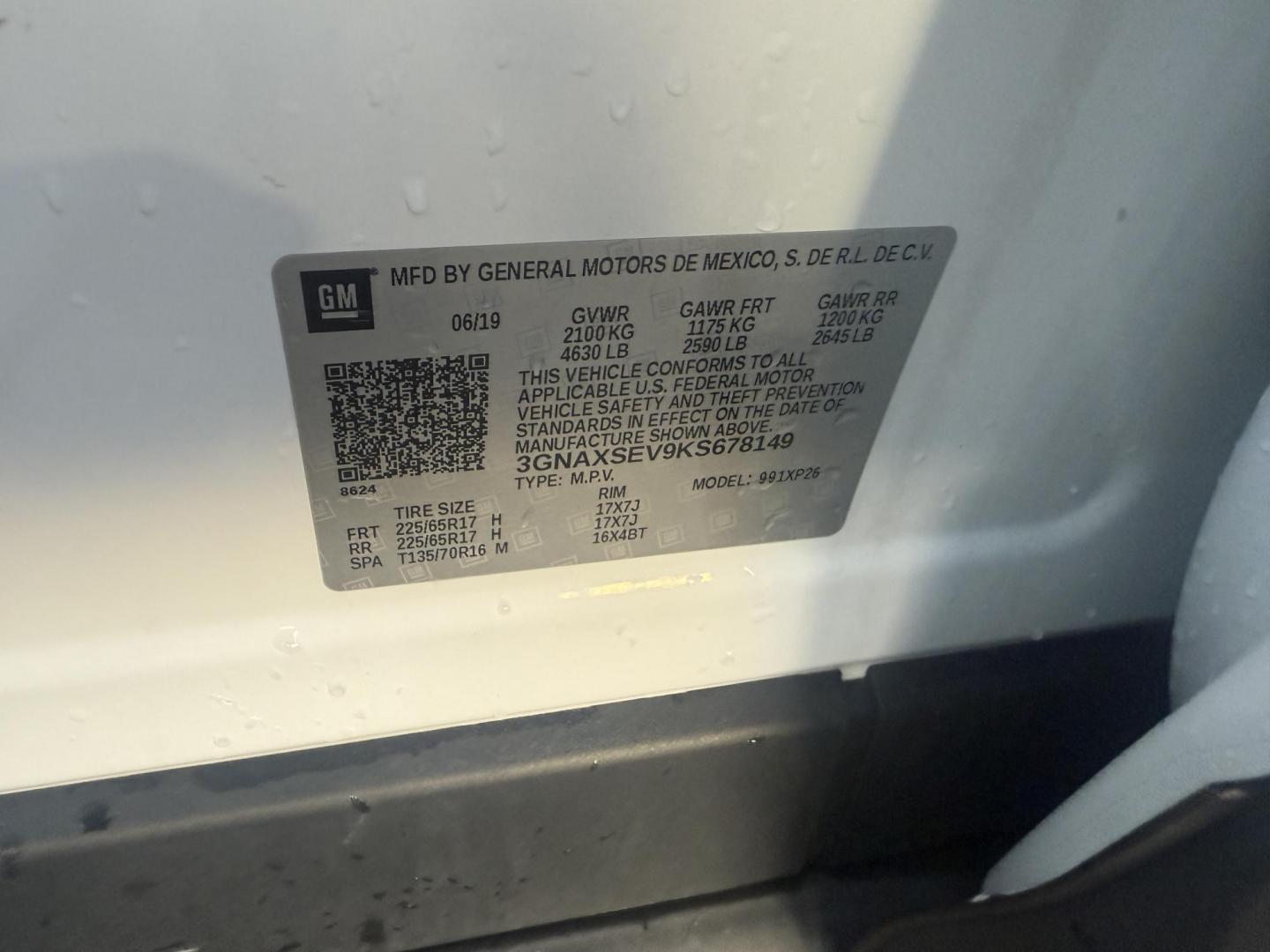 2019 White /White Chevrolet Equinox LS AWD (3GNAXSEV9KS) with an 1.5L I4 DOHC 16V TURBO engine, Automatic transmission, located at 547 E. Main St., Orwell, OH, 44076, (440) 437-5893, 41.535435, -80.847855 - One Owner ---- 2019 Chevrolet Equinox LS AWD – Efficient, Versatile, and Connected for Everyday Driving Enjoy the perfect blend of fuel efficiency, capability, and modern technology with this 2019 Chevrolet Equinox LS AWD. Featuring a responsive 1.5L Turbocharged EcoTec I4 engine paired with a - Photo#20