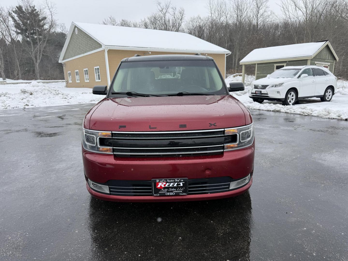 2017 Red /Gray Ford Flex Limited AWD w/EcoBoost (2FMHK6DTXHB) with an 3.5L V6 DOHC 24V TWIN TURBO engine, Automatic transmission, located at 11115 Chardon Rd. , Chardon, OH, 44024, (440) 214-9705, 41.580246, -81.241943 - Photo#1