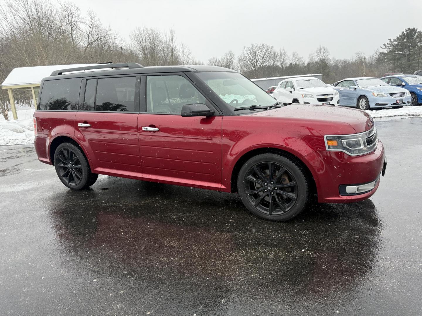 2017 Red /Gray Ford Flex Limited AWD w/EcoBoost (2FMHK6DTXHB) with an 3.5L V6 DOHC 24V TWIN TURBO engine, Automatic transmission, located at 11115 Chardon Rd. , Chardon, OH, 44024, (440) 214-9705, 41.580246, -81.241943 - Photo#3
