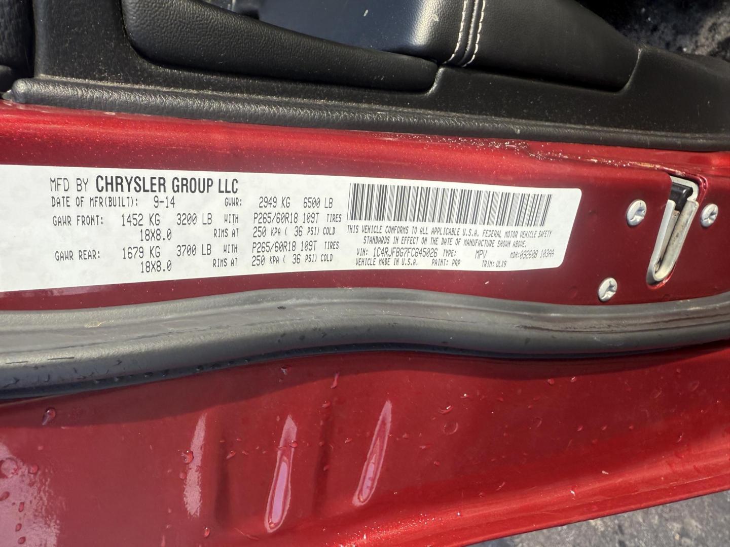 2015 Red /Black Jeep Grand Cherokee Limited 4WD (1C4RJFBG7FC) with an 3.6L V6 DOHC 24V FFV engine, Automatic transmission, located at 547 E. Main St., Orwell, OH, 44076, (440) 437-5893, 41.535435, -80.847855 - 2015 Jeep Grand Cherokee Limited 4WD – Premium Comfort, Practical Capability, and Modern Technology Experience the perfect blend of luxury and versatility with this 2015 Jeep Grand Cherokee Limited 4WD. Equipped with a powerful 3.6L Pentastar V6 engine and an efficient 8-speed automatic transmi - Photo#24