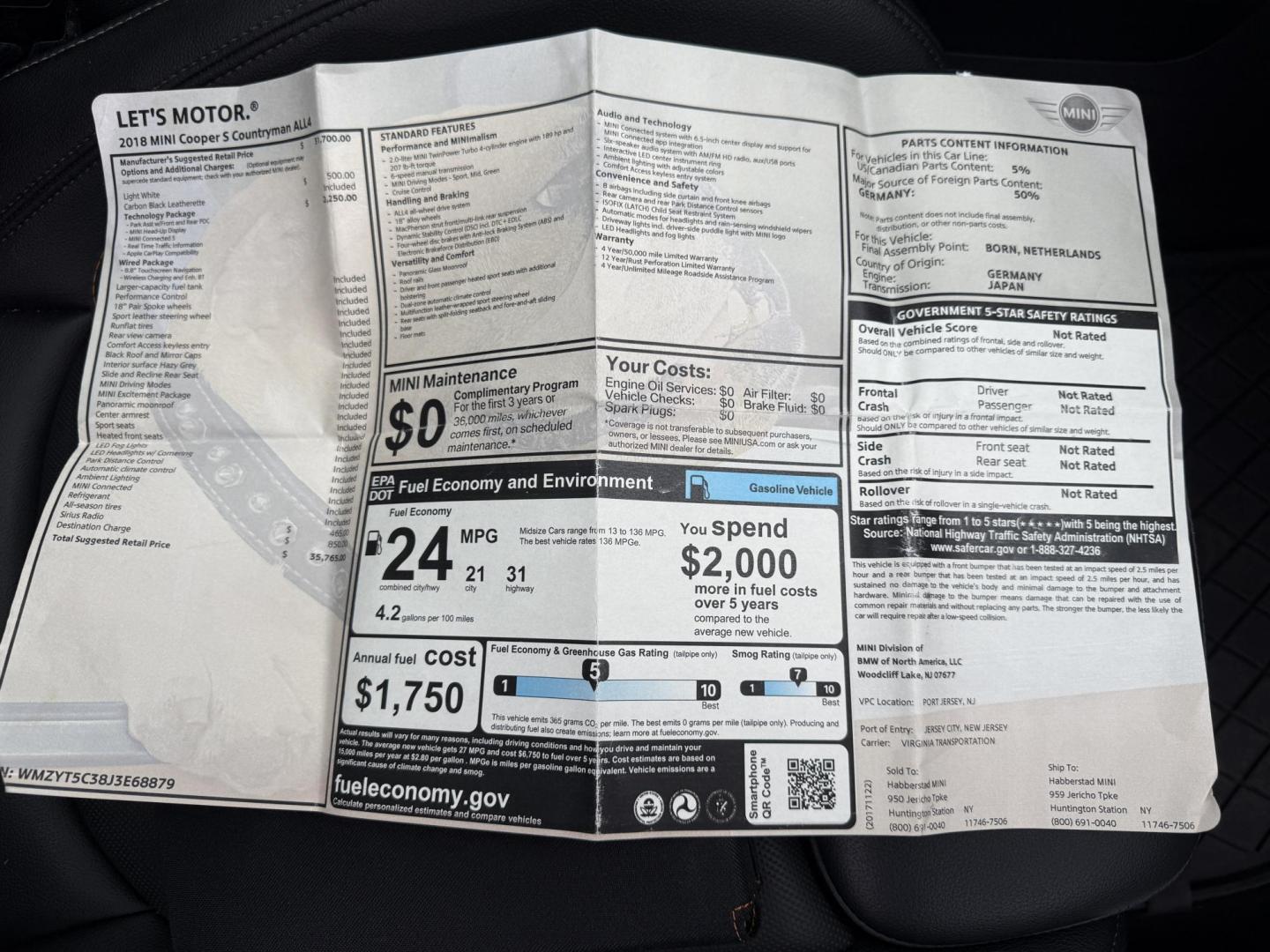 2018 White /Black Mini Countryman S ALL4 (WMZYT5C38J3) with an 2.0L I4 DOHC 16V TURBO engine, 6 Speed Manual transmission, located at 11115 Chardon Rd. , Chardon, OH, 44024, (440) 214-9705, 41.580246, -81.241943 - 2018 Mini Cooper S Countryman All4 – Turbocharged Thrills, Premium Features, and All-Weather Fun Experience driving excitement and standout style with this 2018 Mini Cooper S Countryman All4. Powered by a spirited 2.0L turbocharged I4 engine paired with an engaging 6-speed manual transmission, - Photo#48