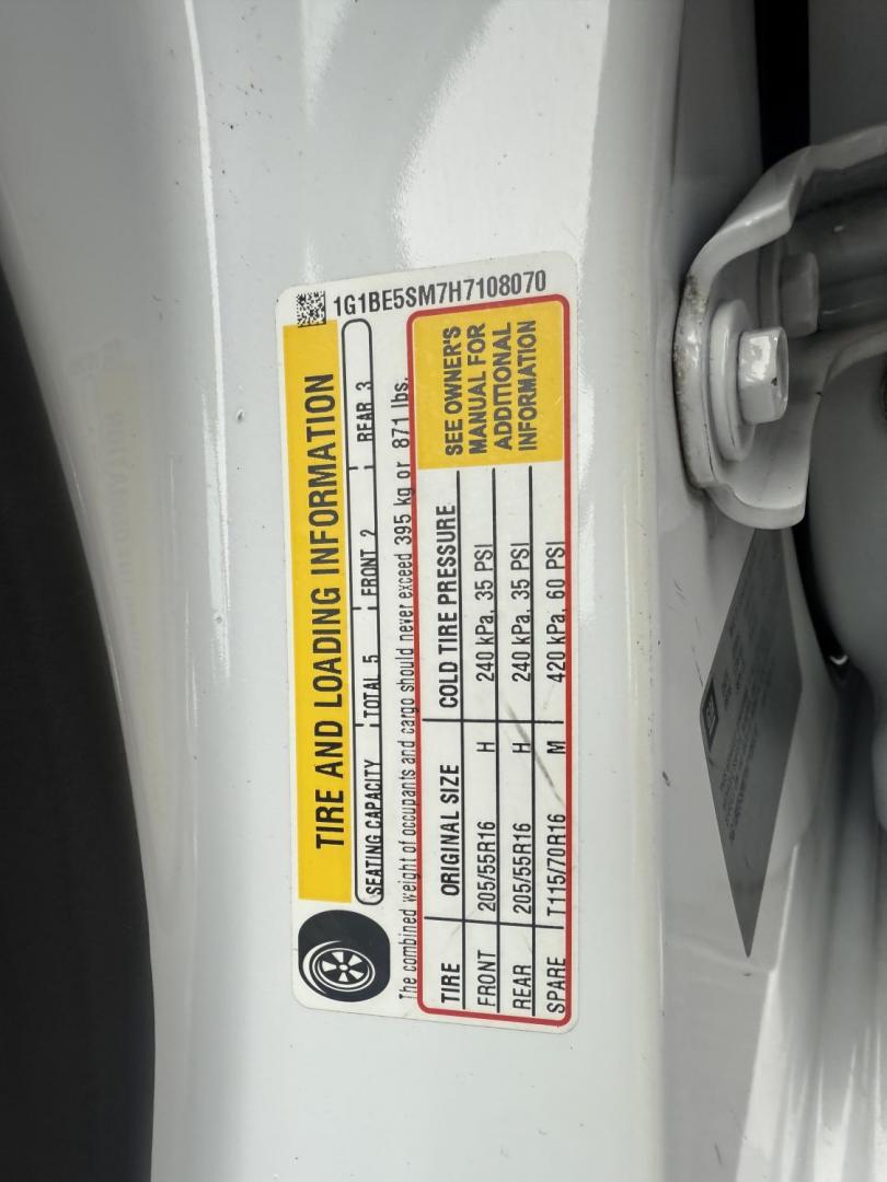 2017 White /Black Chevrolet Cruze LT Auto (1G1BE5SM7H7) with an 1.4L I4 DOHC 16V TURBO engine, Automatic transmission, located at 11115 Chardon Rd. , Chardon, OH, 44024, (440) 214-9705, 41.580246, -81.241943 - 2017 Chevrolet Cruze LT – Exceptional Fuel Economy, Modern Features, and Comfortable Driving Experience efficient and stylish driving with this 2017 Chevrolet Cruze LT. Powered by a spirited 1.4L turbocharged EcoTec engine paired with a smooth 6-speed automatic transmission, this sedan provides - Photo#30