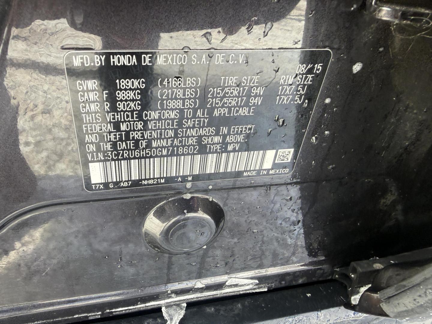 2016 Gray /Black Honda HR-V EX 4WD CVT (3CZRU6H50GM) with an 1.8L I4 DOHC 16V engine, Automatic transmission, located at 11115 Chardon Rd. , Chardon, OH, 44024, (440) 214-9705, 41.580246, -81.241943 - Photo#33