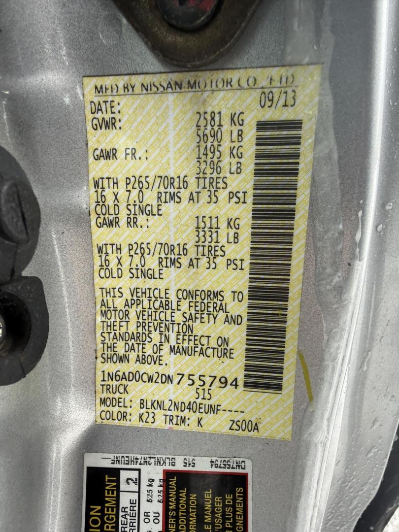 2013 Silver /Gray Nissan Frontier SV V6 King Cab 4WD (1N6AD0CW2DN) with an 4.0L V6 DOHC 24V engine, Automatic transmission, located at 11115 Chardon Rd. , Chardon, OH, 44024, (440) 214-9705, 41.580246, -81.241943 - 2013 Nissan Frontier SV King Cab 4WD – Rugged Capability, Reliable Performance, and Everyday Comfort Take on any job or adventure with this 2013 Nissan Frontier SV King Cab 4WD. Powered by a robust 4.0L V6 engine and 5-speed automatic transmission, this midsize truck offers a strong 6,300-pound - Photo#31