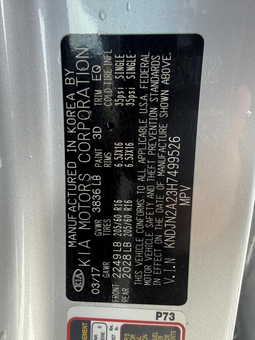 2017 Silver /Black Kia Soul (KNDJN2A23H7) with an 1.6L I4 DOHC 16V engine, 6 Speed Manual transmission, located at 11115 Chardon Rd. , Chardon, OH, 44024, (440) 214-9705, 41.580246, -81.241943 - Photo#28