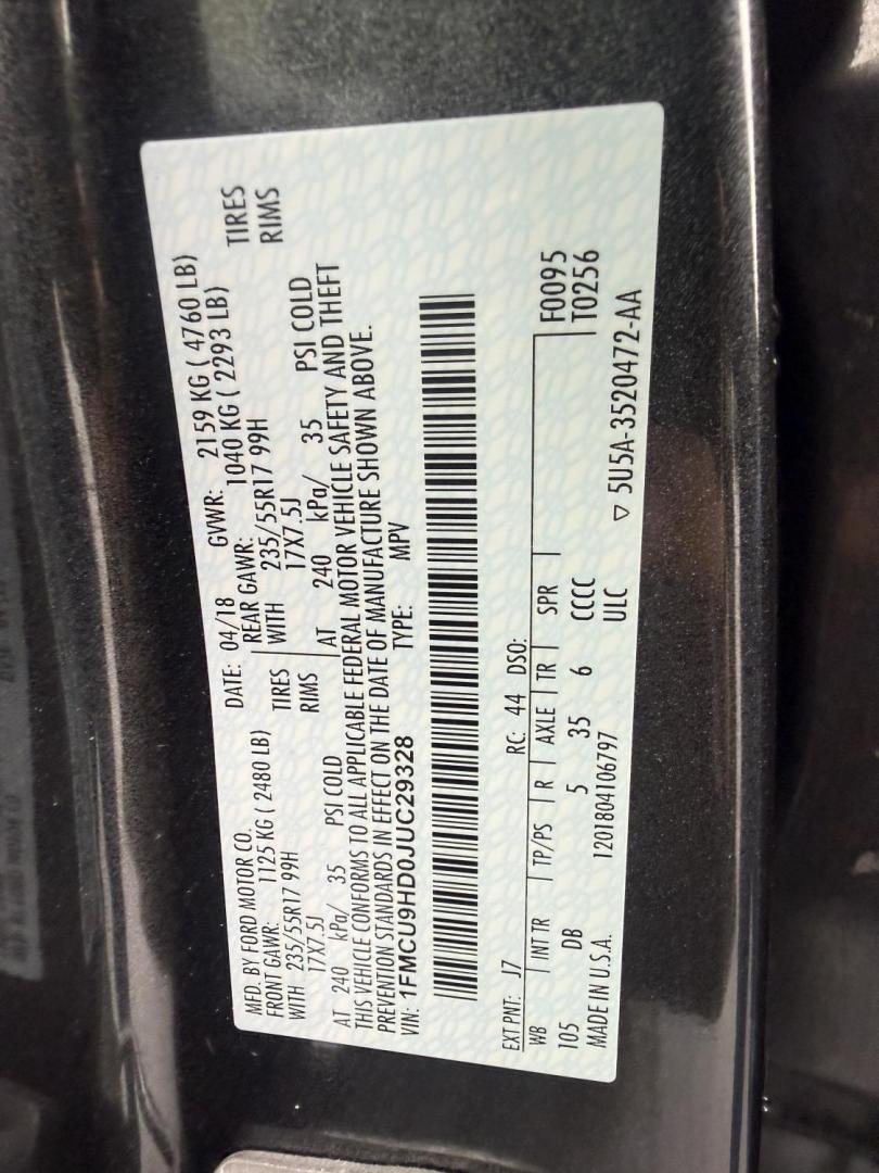 2018 Gray /Black Ford Escape SEL 4WD (1FMCU9HD0JU) with an 1.5L I4 DOHC 16V engine, Automatic transmission, located at 11115 Chardon Rd. , Chardon, OH, 44024, (440) 214-9705, 41.580246, -81.241943 - 2018 Ford Escape SEL 4WD – Turbo Efficiency, Premium Comfort, and All-Weather Confidence! This sharp 2018 Ford Escape SEL 4WD is a great-looking compact crossover that delivers style, comfort, and real capability! Powered by a responsive 1.5L I4 Turbocharged EcoBoost engine paired with a smooth 6 - Photo#38
