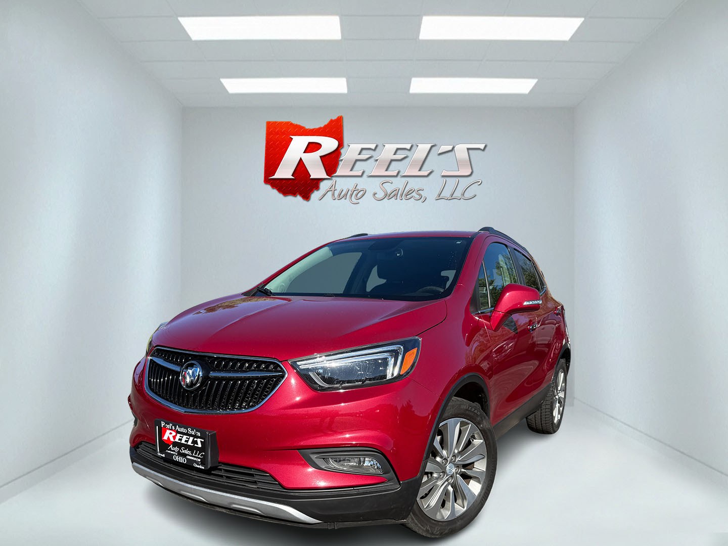 2017 Red /Black Buick Encore Essence FWD (KL4CJCSBXHB) with an 1.4L I4 DOHC 16V TURBO engine, Automatic transmission, located at 11115 Chardon Rd. , Chardon, OH, 44024, (440) 214-9705, 41.580246, -81.241943 - 2017 Buick Encore Essence FWD – Premium Compact Luxury with Leather, Heated Steering Wheel, and Excellent Efficiency! This sharp 2017 Buick Encore Essence FWD is a well-equipped upscale crossover that delivers a quiet, comfortable ride with modern features and strong fuel economy. Powered by a pe- Photo#0