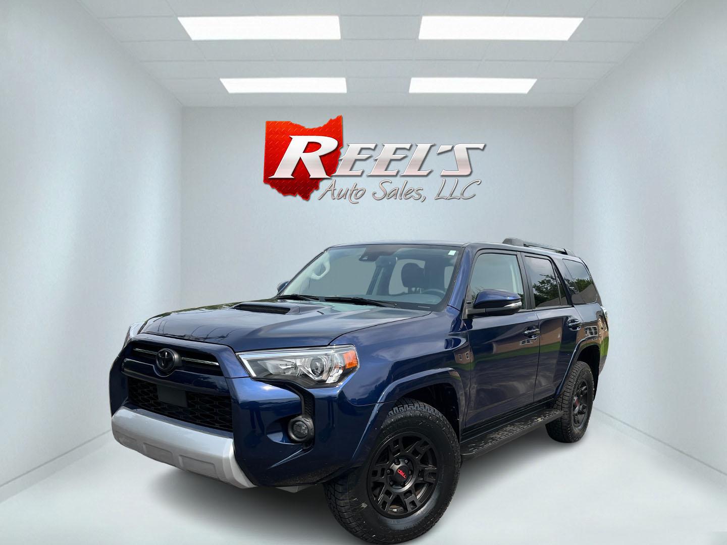 2021 Blue /Black Toyota 4Runner TRD Off-road Premium 4WD (JTERU5JR0M5) with an 4.0L V6 DOHC 24V engine, Automatic transmission, located at 11115 Chardon Rd. , Chardon, OH, 44024, (440) 214-9705, 41.580246, -81.241943- Photo#0
