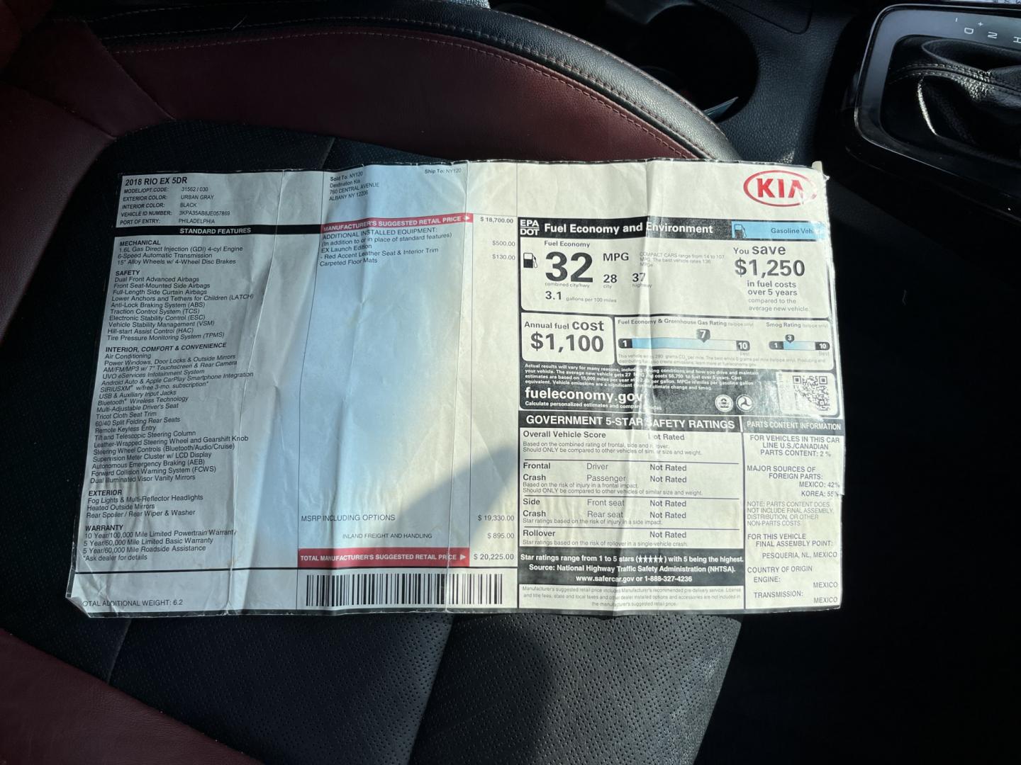 2018 Gray /Black Kia Rio5 EX (3KPA35AB8JE) with an 1.6L I4 DOHC 16V engine, Automatic transmission, located at 11115 Chardon Rd. , Chardon, OH, 44024, (440) 214-9705, 41.580246, -81.241943 - 2018 Kia Rio EX Hatchback Launch Edition – Stylish, Efficient, and Surprisingly Refined Looking for a compact car that feels a step above the ordinary? This 2018 Kia Rio EX Hatchback Launch Edition delivers exactly that. Powered by a responsive 1.6L GDI engine and smooth 6-speed automatic, it ret- Photo#33