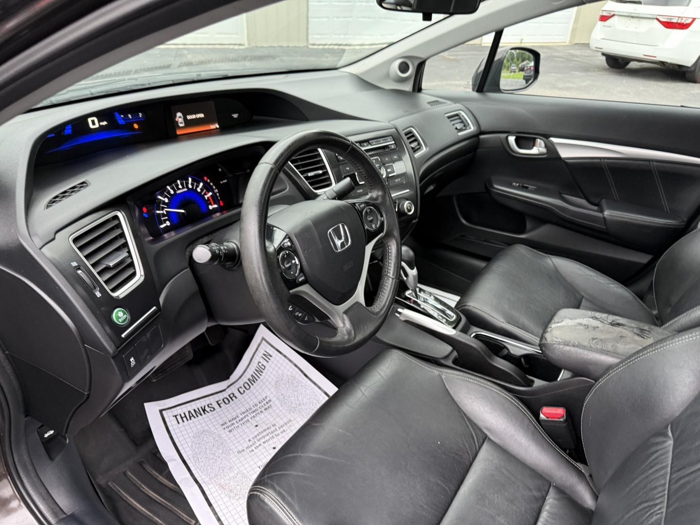 2013 Black /Black Honda Civic EX-L Sedan 5-Speed AT (2HGFB2F98DH) with an 1.8L I4 SOHC 16V engine, Automatic transmission, located at 547 E. Main St., Orwell, OH, 44076, (440) 437-5893, 41.535435, -80.847855 - 2013 Honda Civic EX-L – Efficient, Comfortable, and Easy to Own If you want a compact sedan that prioritizes efficiency and everyday comfort, this 2013 Honda Civic EX-L is a smart option. The reliable 1.8L engine and 5-speed automatic deliver smooth performance and an impressive 39 MPG highway ra- Photo#16
