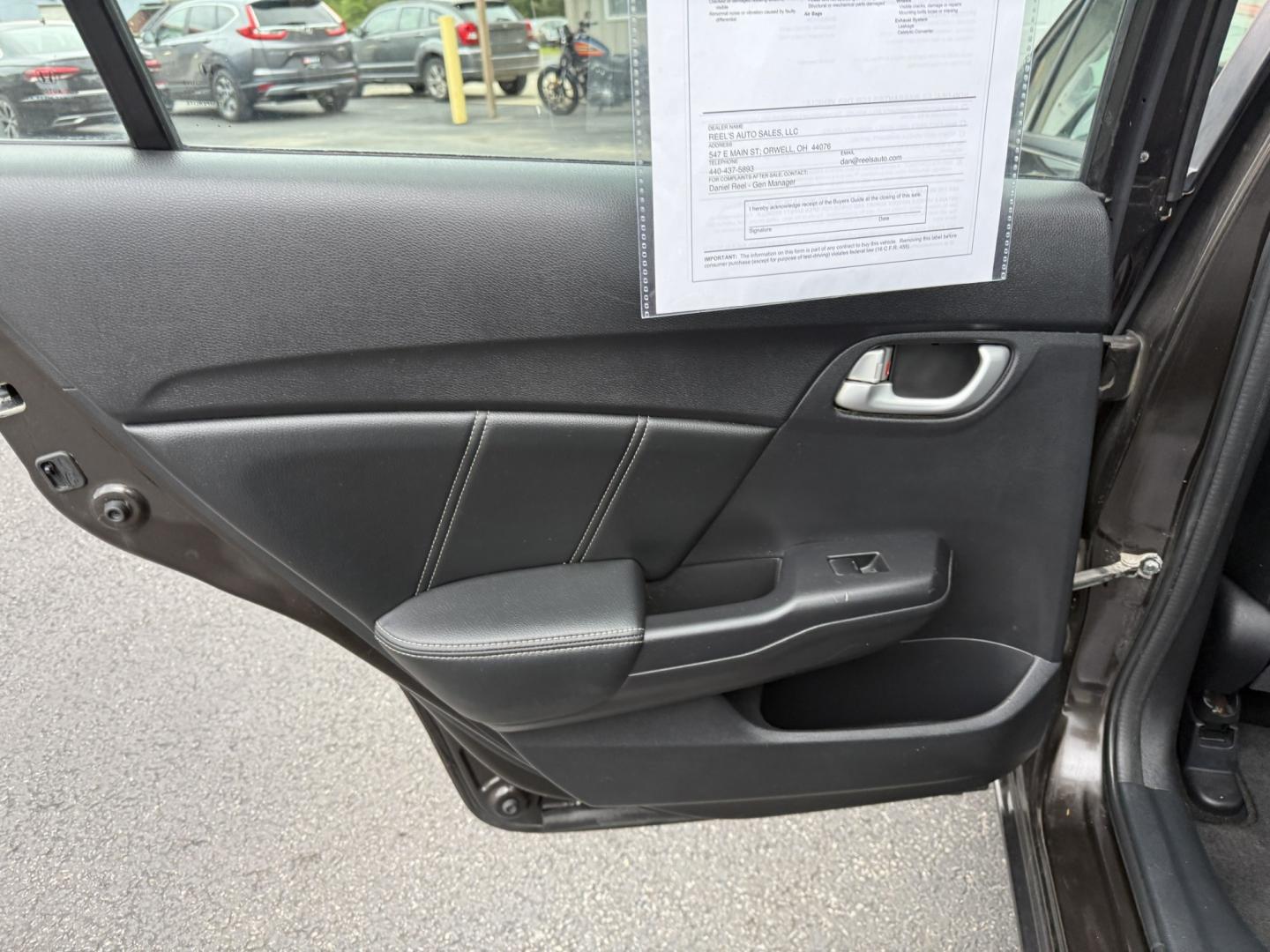 2013 Black /Black Honda Civic EX-L Sedan 5-Speed AT (2HGFB2F98DH) with an 1.8L I4 SOHC 16V engine, Automatic transmission, located at 547 E. Main St., Orwell, OH, 44076, (440) 437-5893, 41.535435, -80.847855 - 2013 Honda Civic EX-L – Efficient, Comfortable, and Easy to Own If you want a compact sedan that prioritizes efficiency and everyday comfort, this 2013 Honda Civic EX-L is a smart option. The reliable 1.8L engine and 5-speed automatic deliver smooth performance and an impressive 39 MPG highway ra- Photo#29