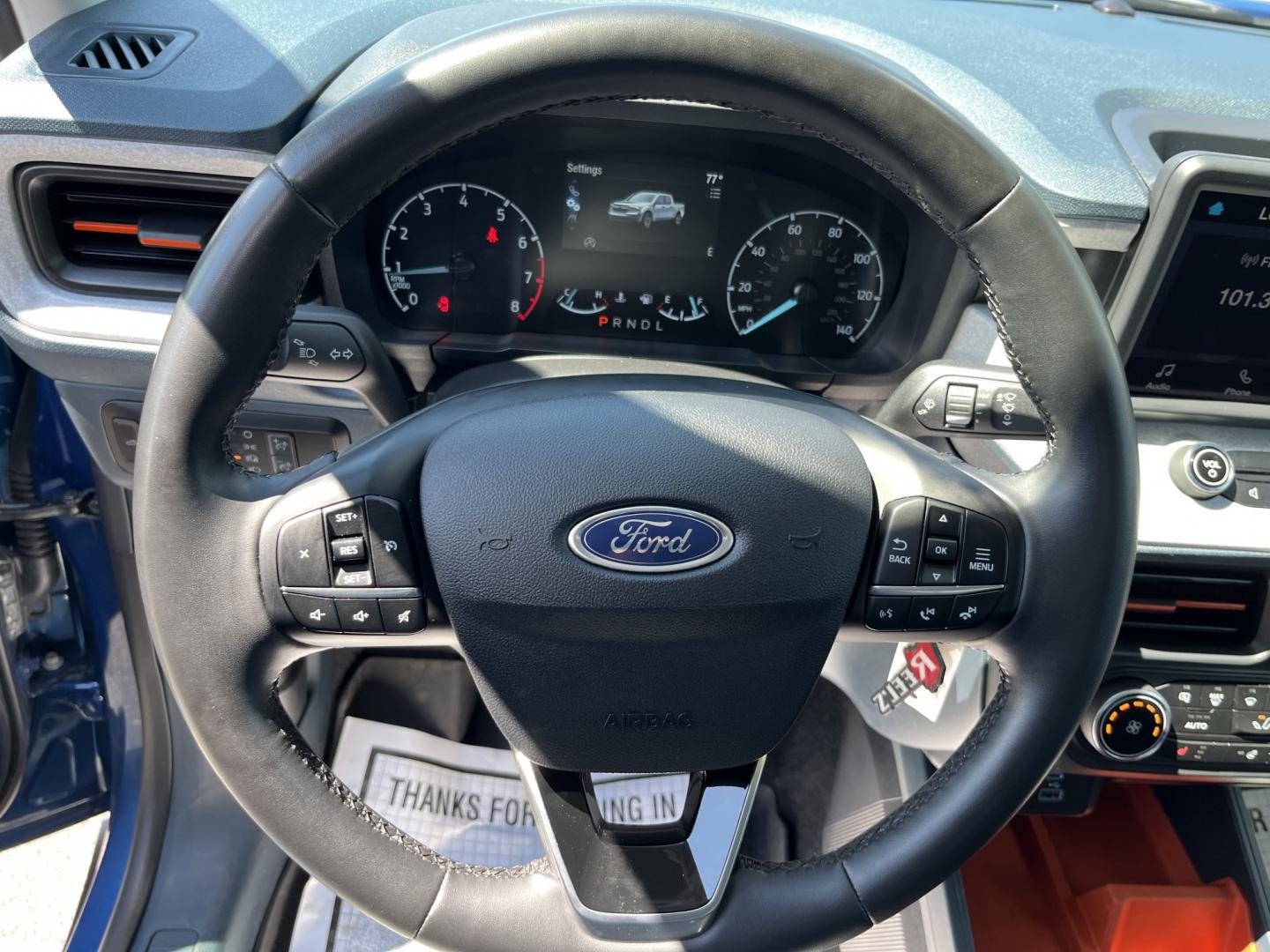 2024 Blue /Black Ford Maverick XLT (3FTTW8J98RR) with an 2.0L I4 DOHC 16V Turbo engine, Automatic transmission, located at 11115 Chardon Rd. , Chardon, OH, 44024, (440) 214-9705, 41.580246, -81.241943 - 2024 Ford Maverick XLT AWD – Compact Truck Convenience with Modern Features If you want a smaller truck that is easy to live with and still useful, this 2024 Ford Maverick XLT AWD is a strong match. The 2.0L EcoBoost engine and 8-speed automatic deliver responsive power and a solid 29 MPG highway- Photo#18