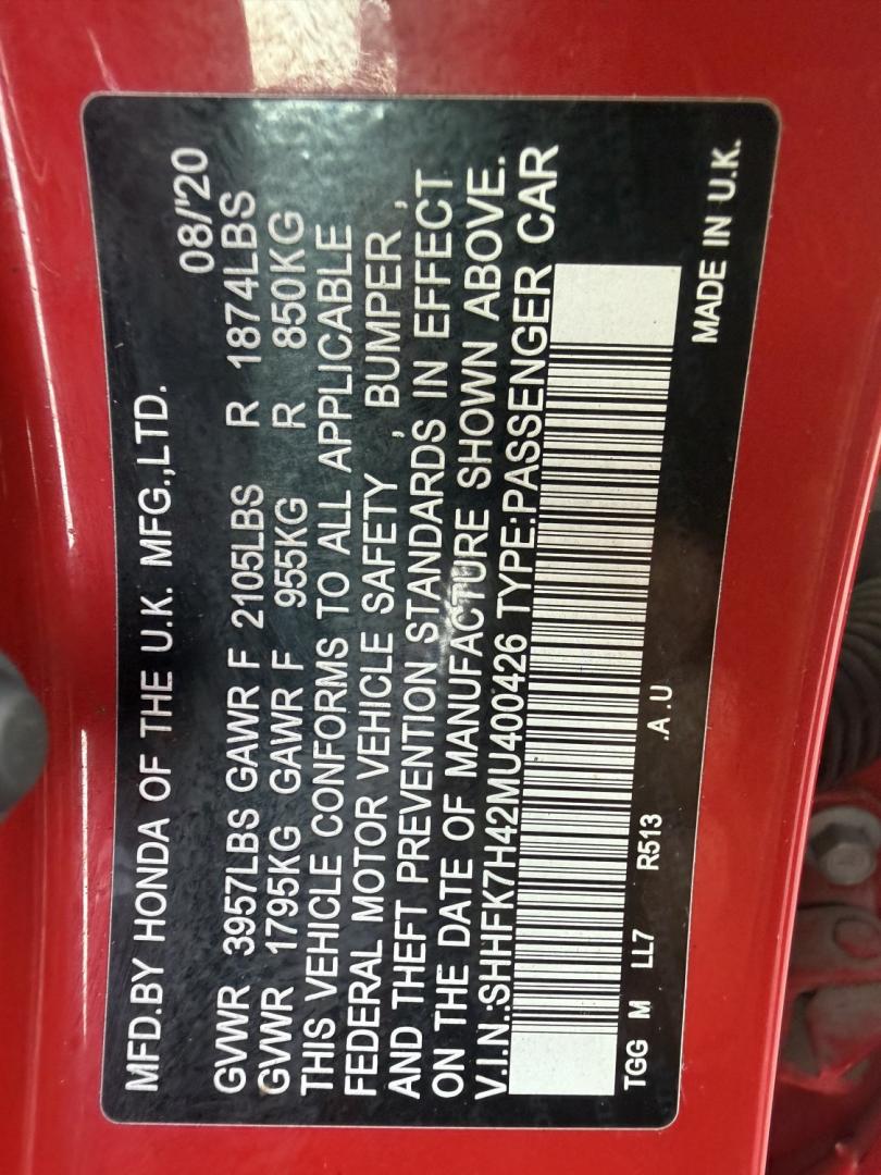 2021 Red /Black Honda Civic Sport Hatchback CVT (SHHFK7H42MU) with an 1.5L I4 16V DOHC TURBO engine, Automatic transmission, located at 547 E. Main St., Orwell, OH, 44076, (440) 437-5893, 41.535435, -80.847855 - 2021 Honda Civic Hatchback Sport – Efficient, Sporty, and Easy to Live With If you want a compact hatchback that feels current, efficient, and enjoyable to drive, this 2021 Honda Civic Hatchback Sport is a strong option. The 1.5L Turbocharged engine delivers responsive power and an impressive 40- Photo#28