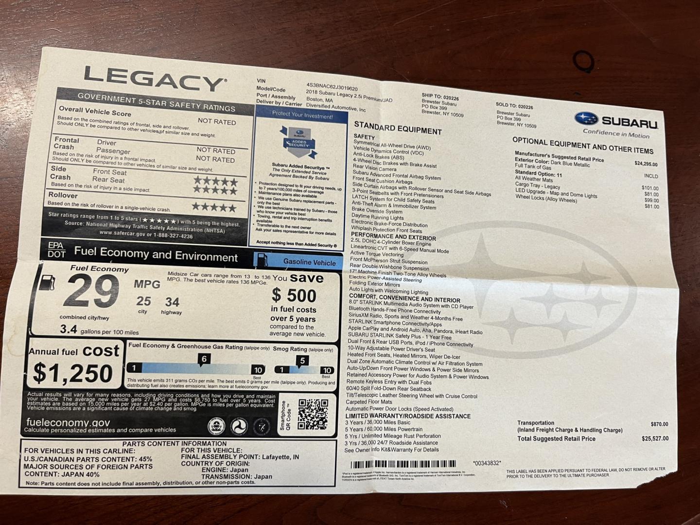 2018 Blue Subaru Legacy 2.5i Premium (4S3BNAC62J3) with an 2.5L H4 DOHC 16V engine, Automatc transmission, located at 11115 Chardon Rd. , Chardon, OH, 44024, (440) 214-9705, 41.580246, -81.241943 - 2018 Subaru Legacy 2.5i Premium – All-Weather Sedan Comfort with One-Owner History If you want a midsize sedan that feels confident year-round, this 2018 Subaru Legacy 2.5i Premium is a practical choice. The 2.5L engine and Subaru’s full-time Symmetrical All-Wheel Drive deliver a sure-footed dr- Photo#18