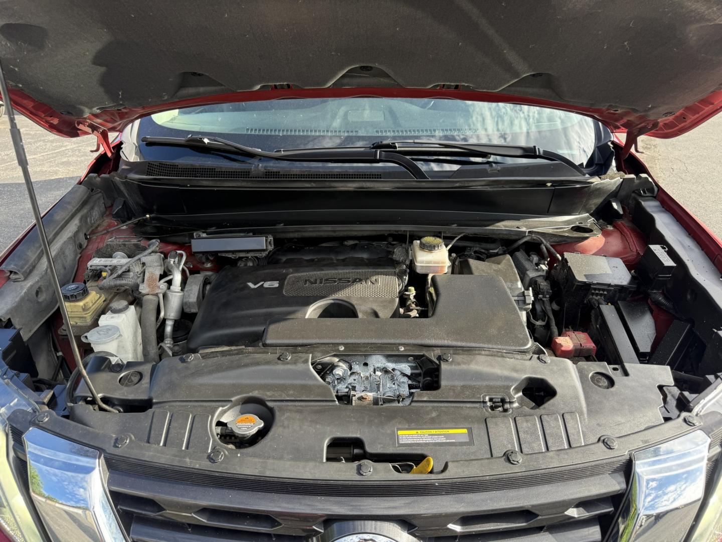 2018 Red /Black Nissan Pathfinder S 4WD (5N1DR2MM8JC) with an 3.5L V6 DOHC 24V engine, Automatic transmission, located at 547 E. Main St., Orwell, OH, 44076, (440) 437-5893, 41.535435, -80.847855 - 2018 Nissan Pathfinder S 4WD – Room for Seven with Fresh Brakes and One-Owner History If you need a three-row SUV that can take the whole family, this 2018 Nissan Pathfinder S 4WD is a practical choice. With room for seven, it is built for school runs, weekend trips, and everyday family life. The- Photo#6
