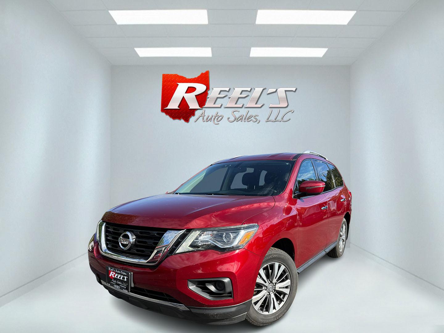 2018 Red /Black Nissan Pathfinder S 4WD (5N1DR2MM8JC) with an 3.5L V6 DOHC 24V engine, Automatic transmission, located at 547 E. Main St., Orwell, OH, 44076, (440) 437-5893, 41.535435, -80.847855 - 2018 Nissan Pathfinder S 4WD – Room for Seven with Fresh Brakes and One-Owner History If you need a three-row SUV that can take the whole family, this 2018 Nissan Pathfinder S 4WD is a practical choice. With room for seven, it is built for school runs, weekend trips, and everyday family life. The- Photo#0