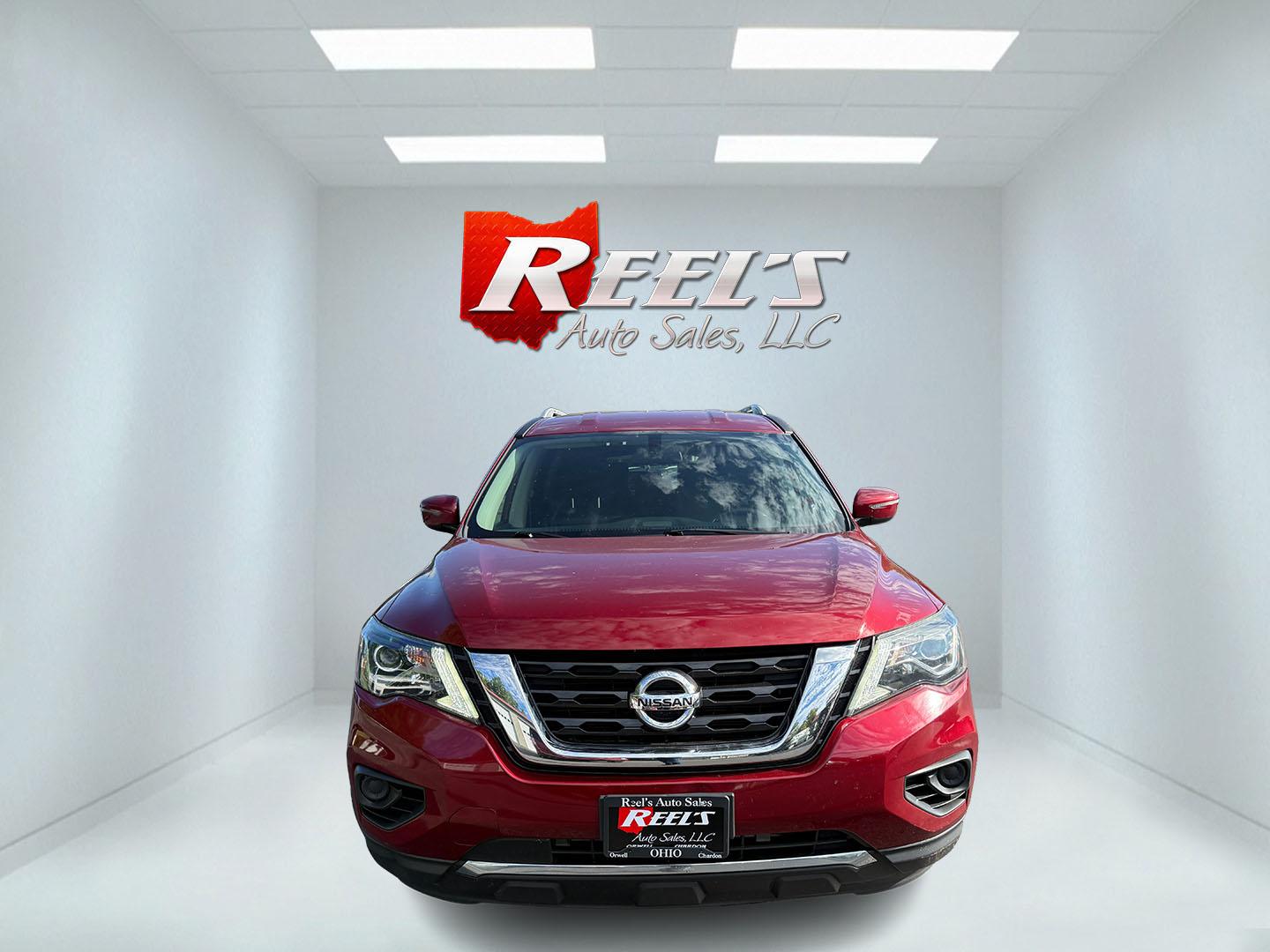 2018 Red /Black Nissan Pathfinder S 4WD (5N1DR2MM8JC) with an 3.5L V6 DOHC 24V engine, Automatic transmission, located at 547 E. Main St., Orwell, OH, 44076, (440) 437-5893, 41.535435, -80.847855 - 2018 Nissan Pathfinder S 4WD – Room for Seven with Fresh Brakes and One-Owner History If you need a three-row SUV that can take the whole family, this 2018 Nissan Pathfinder S 4WD is a practical choice. With room for seven, it is built for school runs, weekend trips, and everyday family life. The- Photo#1