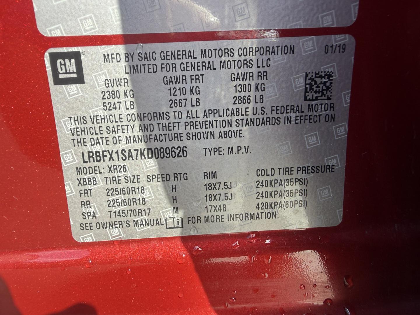 2019 Red /Beige Buick Envision Preferred AWD (LRBFX1SA7KD) with an 2.5L I4 DOHC 24V engine, Automatic transmission, located at 547 E. Main St., Orwell, OH, 44076, (440) 437-5893, 41.535435, -80.847855 - 2019 Buick Envision Preferred AWD – Refined Compact SUV Comfort with Everyday Convenience The Envision is Buick’s more upscale compact SUV, and this 2019 Preferred AWD is a practical way into that quieter, more polished feel. Finished in Agate Red Metallic, with LED daytime running lights and d- Photo#38