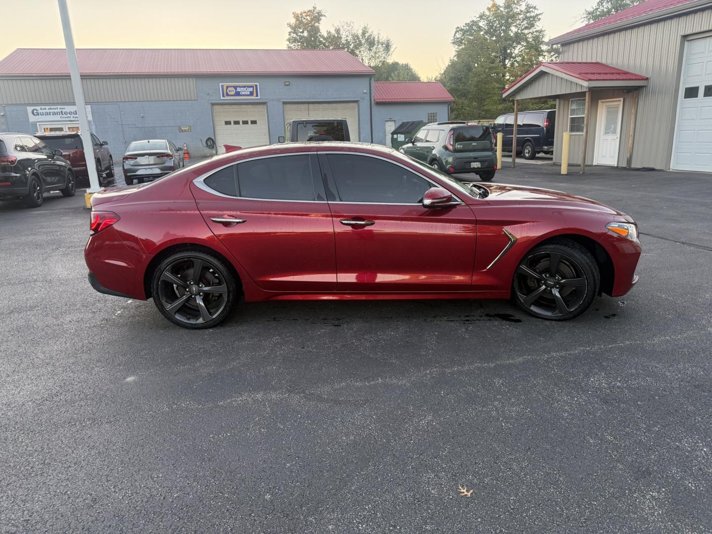 2019 Red /Black Genesis G70 Advance AWD (KMTG44LA2KU) with an 2.0L I4 DOHC 16V Turbo engine, Automatic transmission, located at 547 E. Main St., Orwell, OH, 44076, (440) 437-5893, 41.535435, -80.847855 - 2019 Genesis G70 Advance AWD – The Sedan That Makes the Drive Feel Like the Point Some cars get you there. This one makes you look forward to the trip. The 2019 Genesis G70 Advance AWD was built to go after the German sport sedans, and it has the presence to match. Finished in Havana Red on 19" g- Photo#31