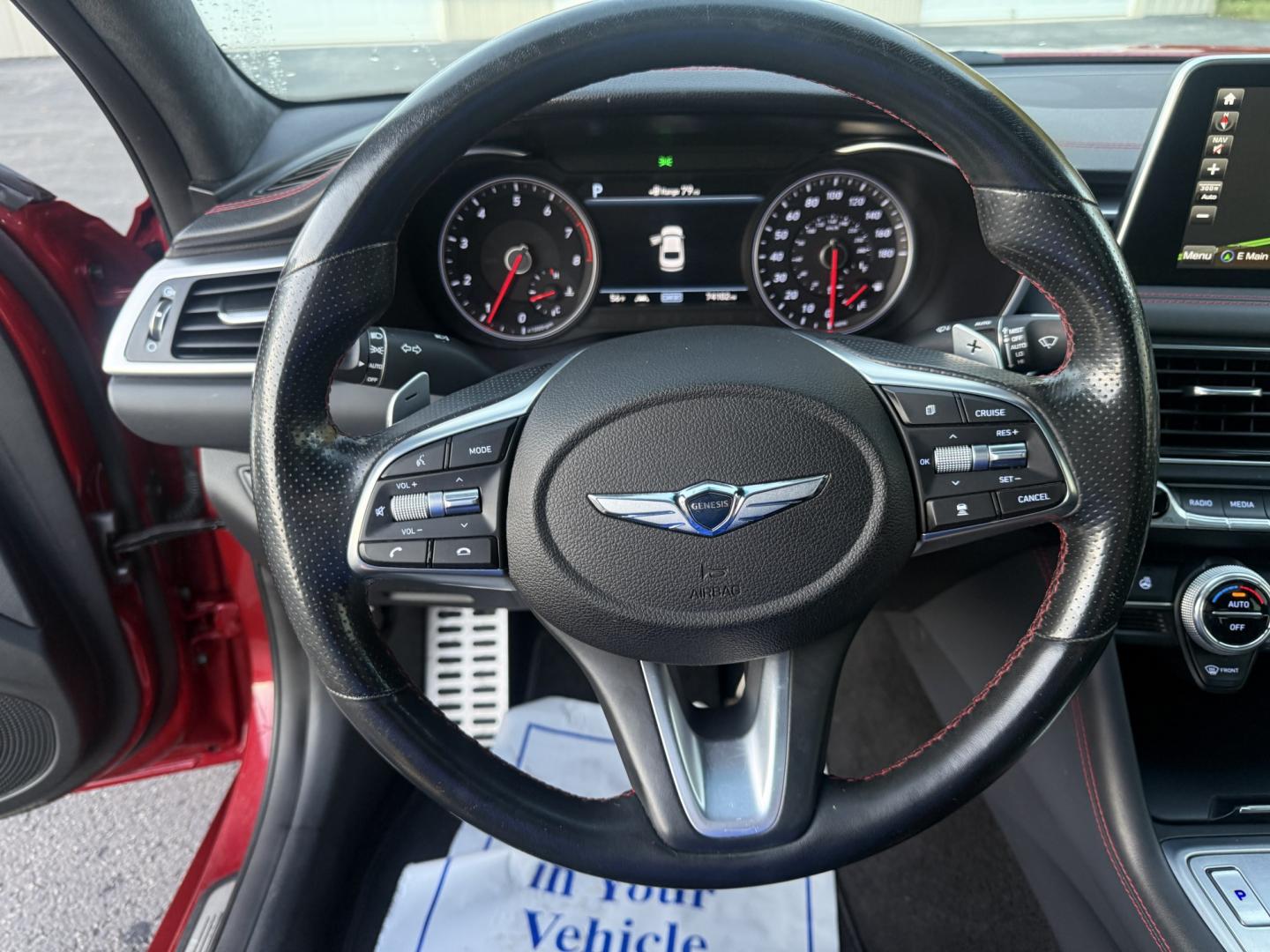 2019 Red /Black Genesis G70 Advance AWD (KMTG44LA2KU) with an 2.0L I4 DOHC 16V Turbo engine, Automatic transmission, located at 547 E. Main St., Orwell, OH, 44076, (440) 437-5893, 41.535435, -80.847855 - 2019 Genesis G70 Advance AWD – The Sedan That Makes the Drive Feel Like the Point Some cars get you there. This one makes you look forward to the trip. The 2019 Genesis G70 Advance AWD was built to go after the German sport sedans, and it has the presence to match. Finished in Havana Red on 19" g- Photo#15