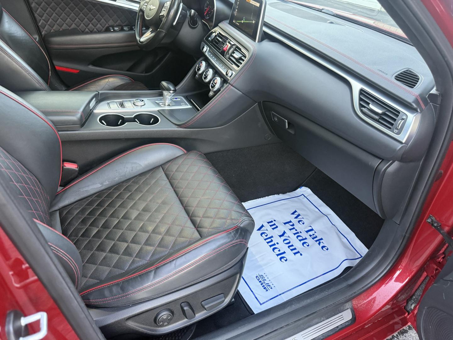 2019 Red /Black Genesis G70 Advance AWD (KMTG44LA2KU) with an 2.0L I4 DOHC 16V Turbo engine, Automatic transmission, located at 547 E. Main St., Orwell, OH, 44076, (440) 437-5893, 41.535435, -80.847855 - 2019 Genesis G70 Advance AWD – The Sedan That Makes the Drive Feel Like the Point Some cars get you there. This one makes you look forward to the trip. The 2019 Genesis G70 Advance AWD was built to go after the German sport sedans, and it has the presence to match. Finished in Havana Red on 19" g- Photo#46