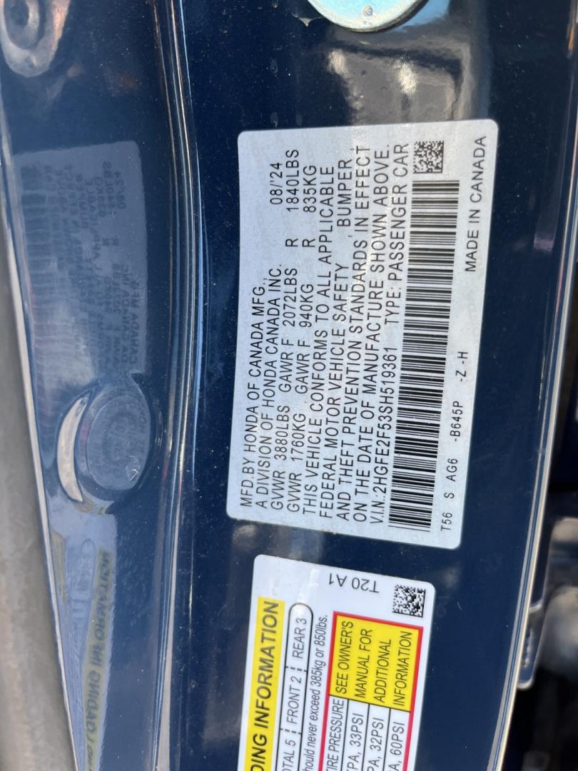 2025 Blue /Black Honda Civic Sport (2HGFE2F53SH) with an 2.0L I4 DOHC 16V engine, Automatic transmission, located at 11115 Chardon Rd. , Chardon, OH, 44024, (440) 214-9705, 41.580246, -81.241943- Photo#18