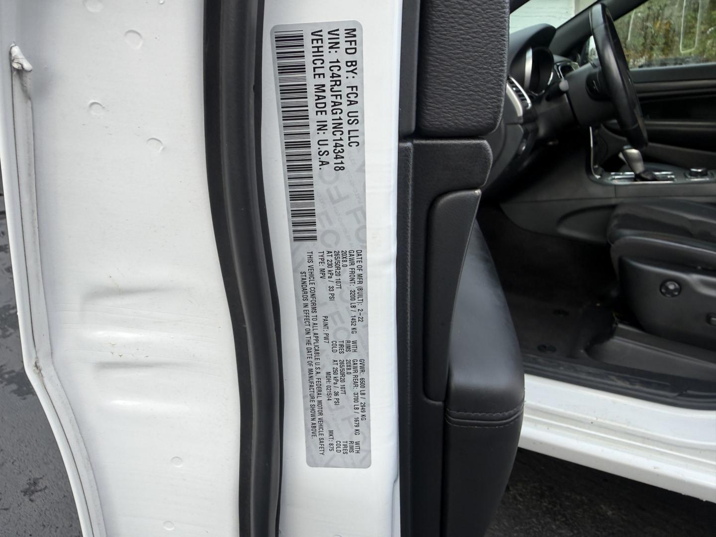 2022 White /Black Jeep Grand Cherokee Laredo X 4WD (1C4RJFAG1NC) with an 3.6L V6 DOHC 24V engine, Automatic transmission, located at 547 E. Main St., Orwell, OH, 44076, (440) 437-5893, 41.535435, -80.847855 - 2022 Jeep Grand Cherokee WK Laredo X 4WD – One-Owner, Fresh Tires, and Everyday Capability This 2022 Jeep Grand Cherokee Laredo X 4WD is the kind of midsize SUV most people actually use. Finished in Bright White Clear Coat on black 20" aluminum wheels, with LED daytime running lights and dusk-sen- Photo#36