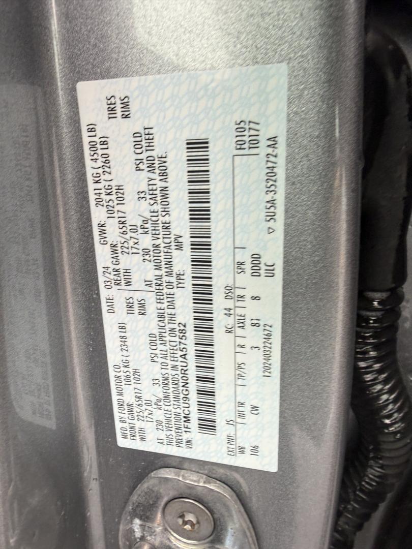 2024 Silver /Gray Ford Escape Active AWD (1FMCU9GN0RU) with an 1.5L I3 DOHC 16V TURBO engine, Automatic transmission, located at 547 E. Main St., Orwell, OH, 44076, (440) 437-5893, 41.535435, -80.847855 - 2024 Ford Escape Active AWD – One-Owner Compact Crossover with Fresh Tires This is a current-generation Escape with the practical details most buyers want. Finished in Iconic Silver Metallic on 17" alloy wheels, with full LED exterior lighting, it has a clean, modern look. One-owner Carfax histor- Photo#39