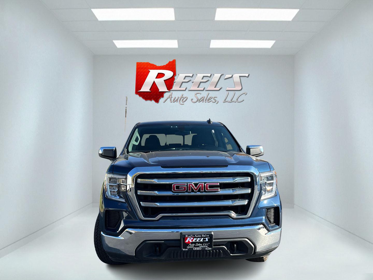 2020 Blue /Black GMC Sierra 1500 SLE Crew Cab Short Box 4WD (3GTU9BED1LG) with an 5.3L V8 OHV 16V engine, Automatic transmission, located at 547 E. Main St., Orwell, OH, 44076, (440) 437-5893, 41.535435, -80.847855- Photo#1